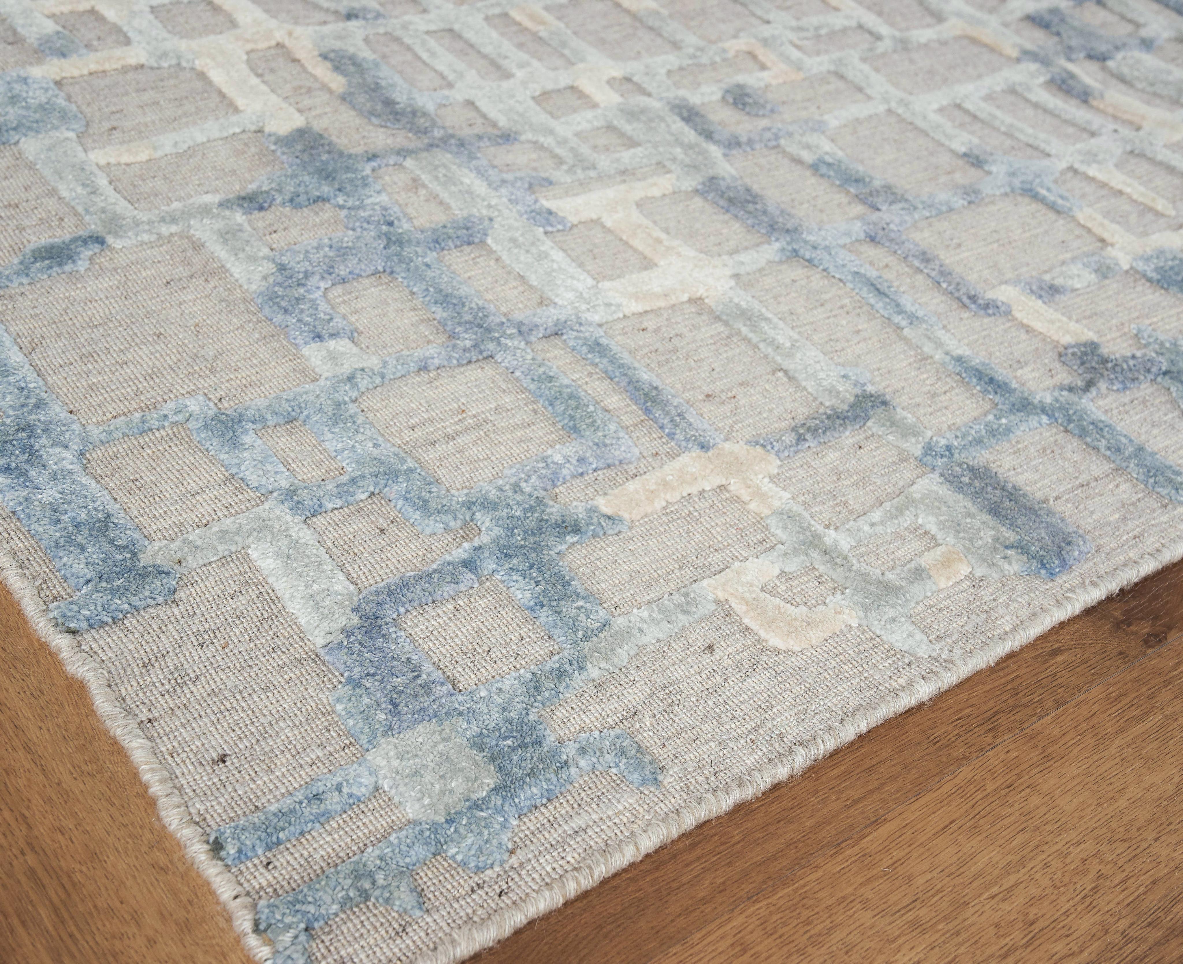 Exquisite Rugs Vista Hand-Loomed Wool/Bamboo Silk 4338 Gray/Blue 15' X 12' Area Rug - Image 3