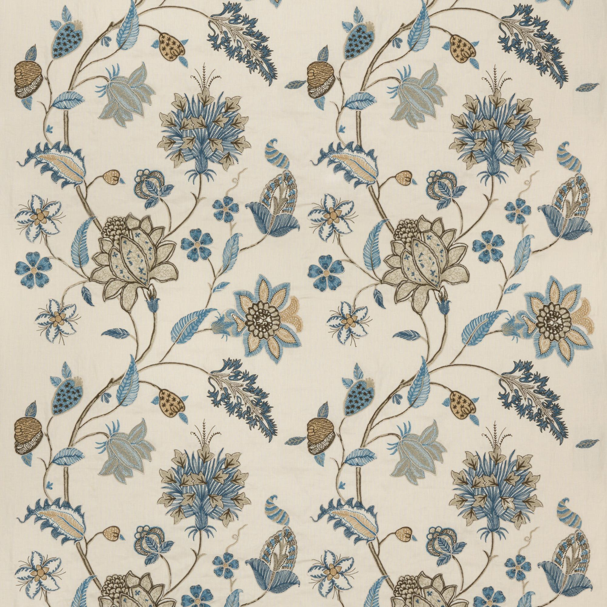 G P & J Baker Baker'S Indienne Embroidery Soft Blue Drapery Fabric