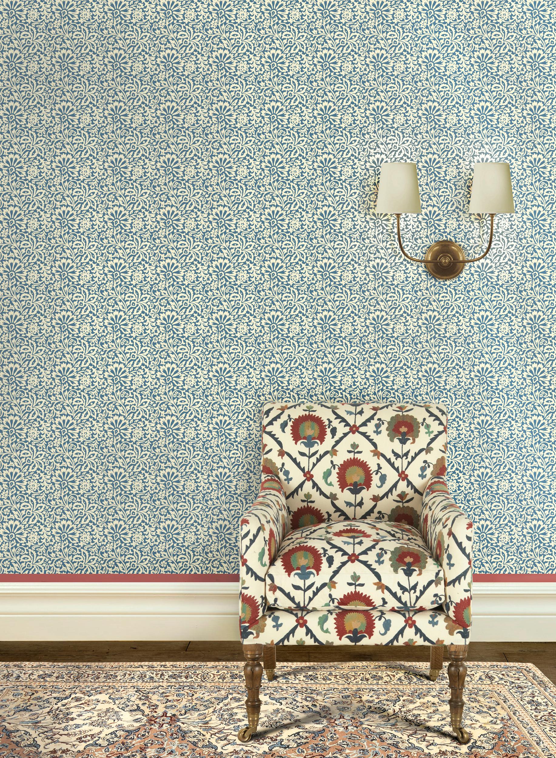 G P & J Baker Flora Indigo Wallpaper - Image 3