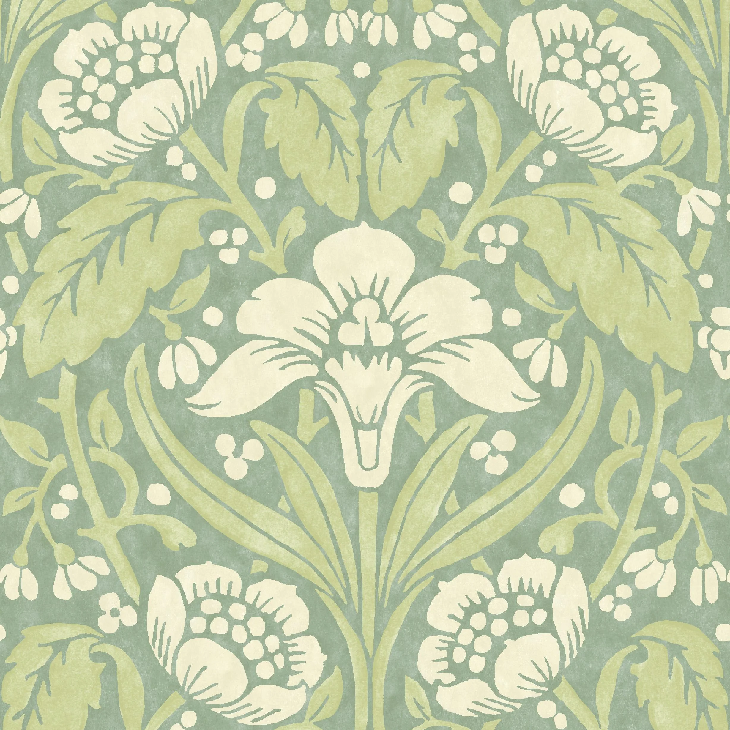 G P & J Baker Iris Meadow Aqua/Green Wallpaper - Image 3