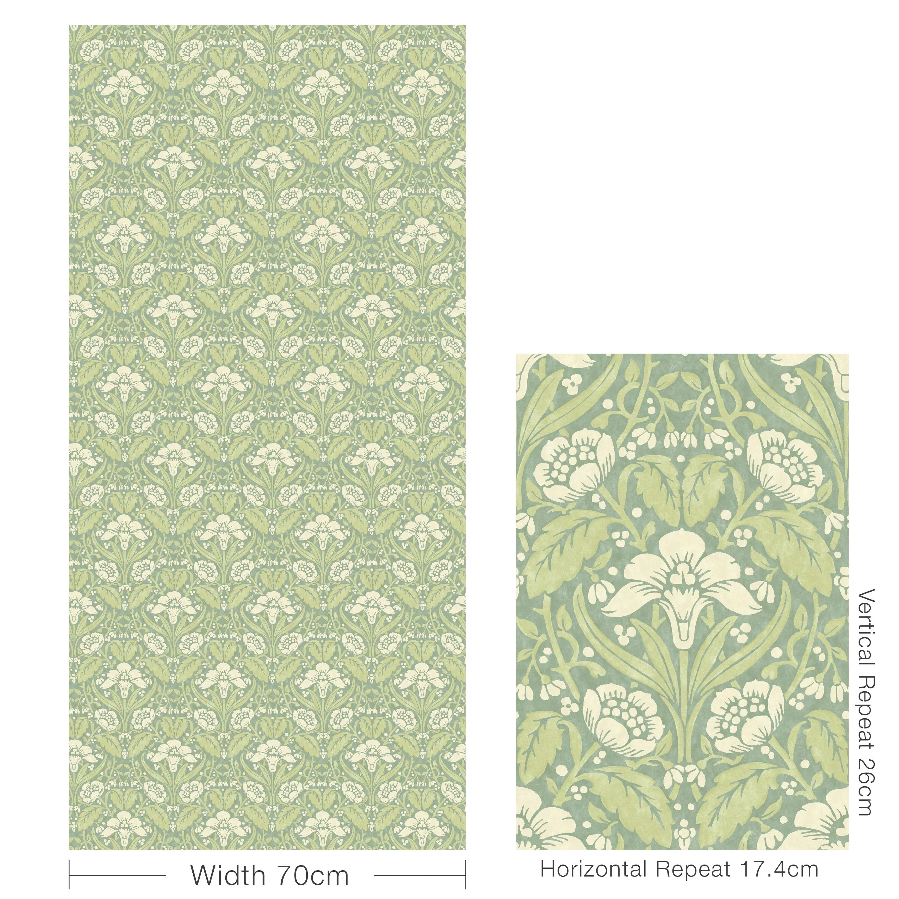 G P & J Baker Iris Meadow Aqua/Green Wallpaper - Image 4