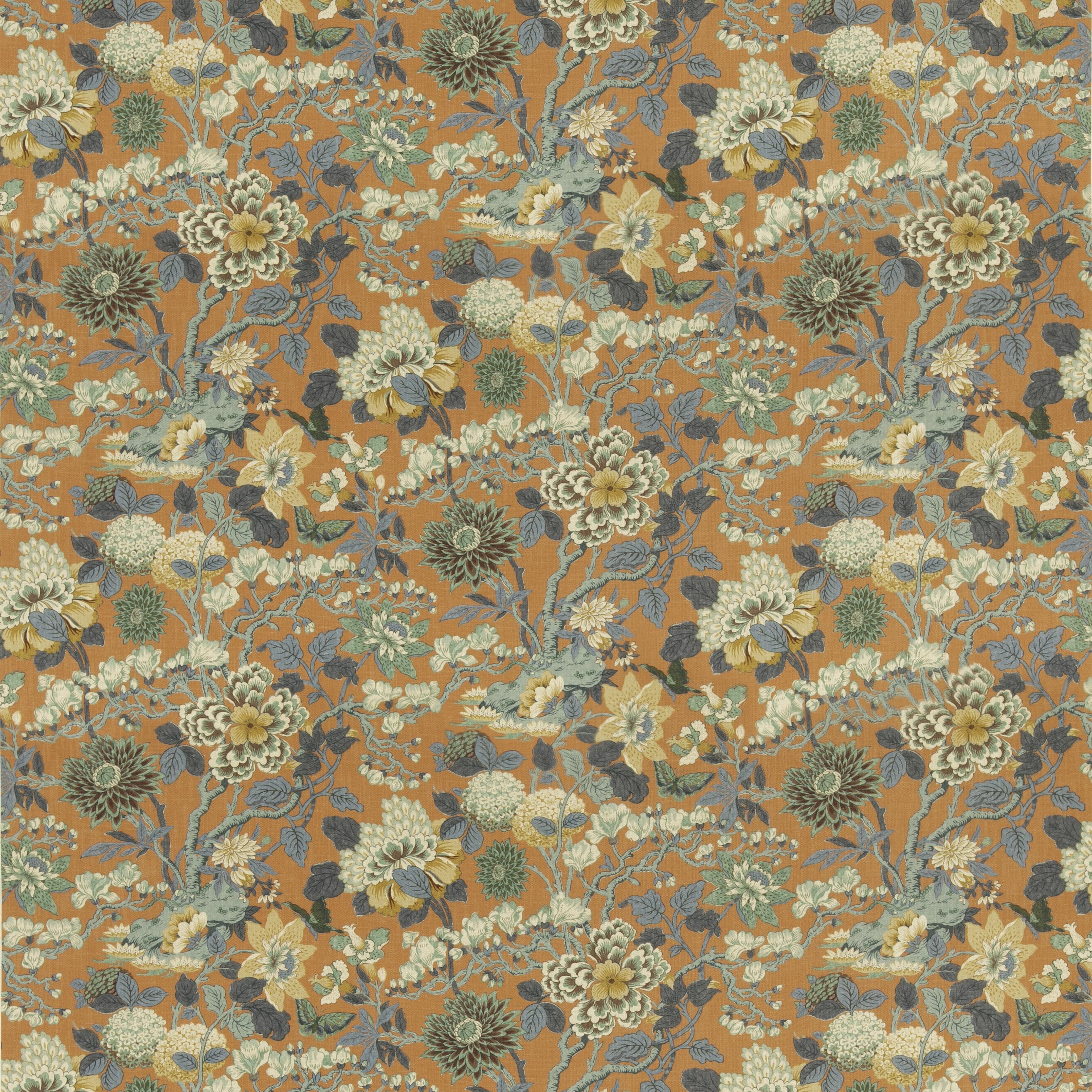 G P & J Baker Little Magnolia Teal/Orange Fabric