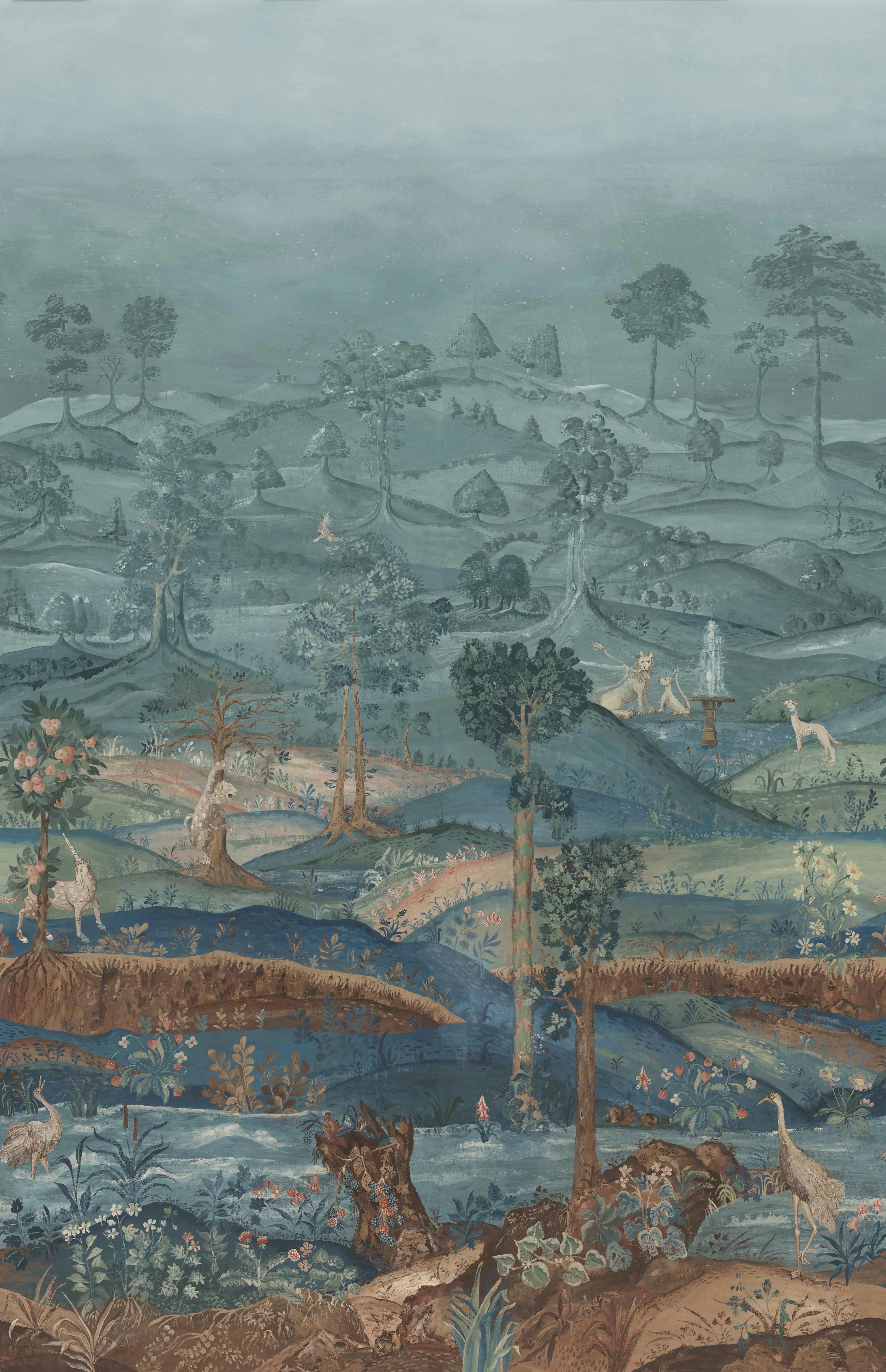 G P & J Baker Royal Park Panel Teal Wallpaper - Image 2
