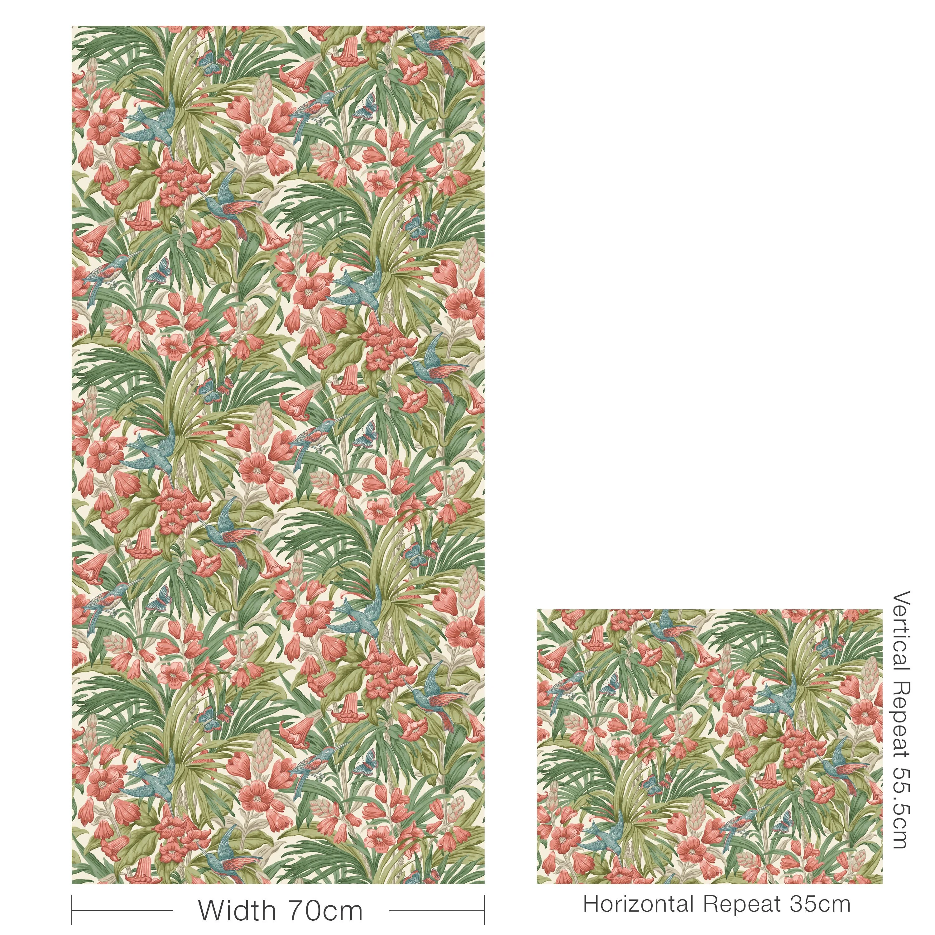 G P & J Baker Trumpet Flowers Red/Green Wallpaper - Image 4