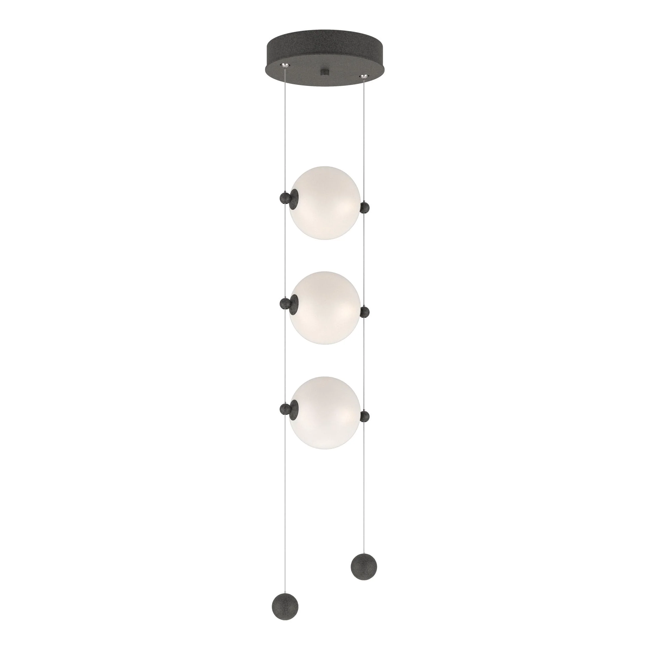 Hubbardton Forge 2023 Natural Iron Opal Glass (Gg) Standard Abacus 3-Light Led Pendant