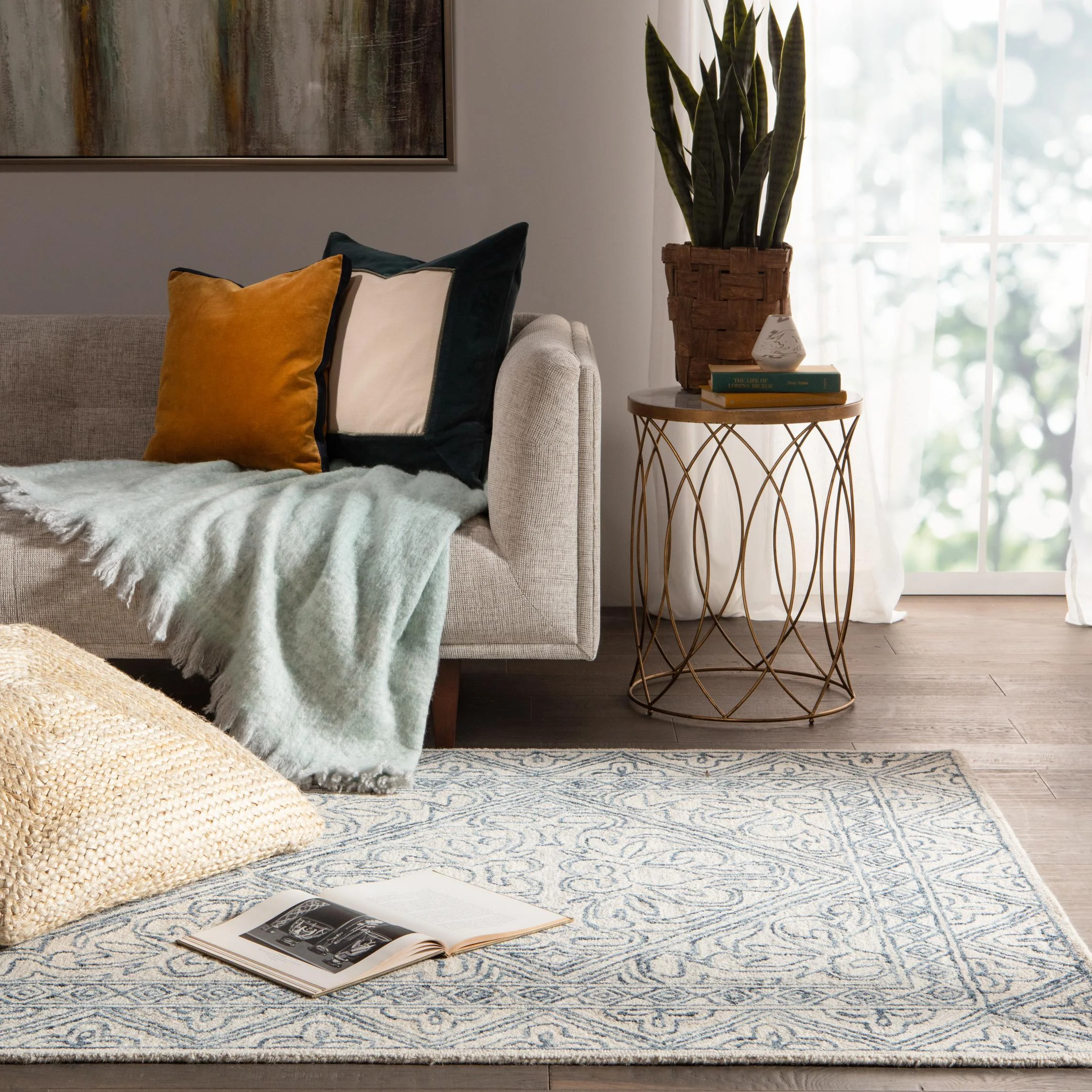Jaipur Living Almira Carmen Border Blue / Light Gray 10' X 14' Rug - Image 6
