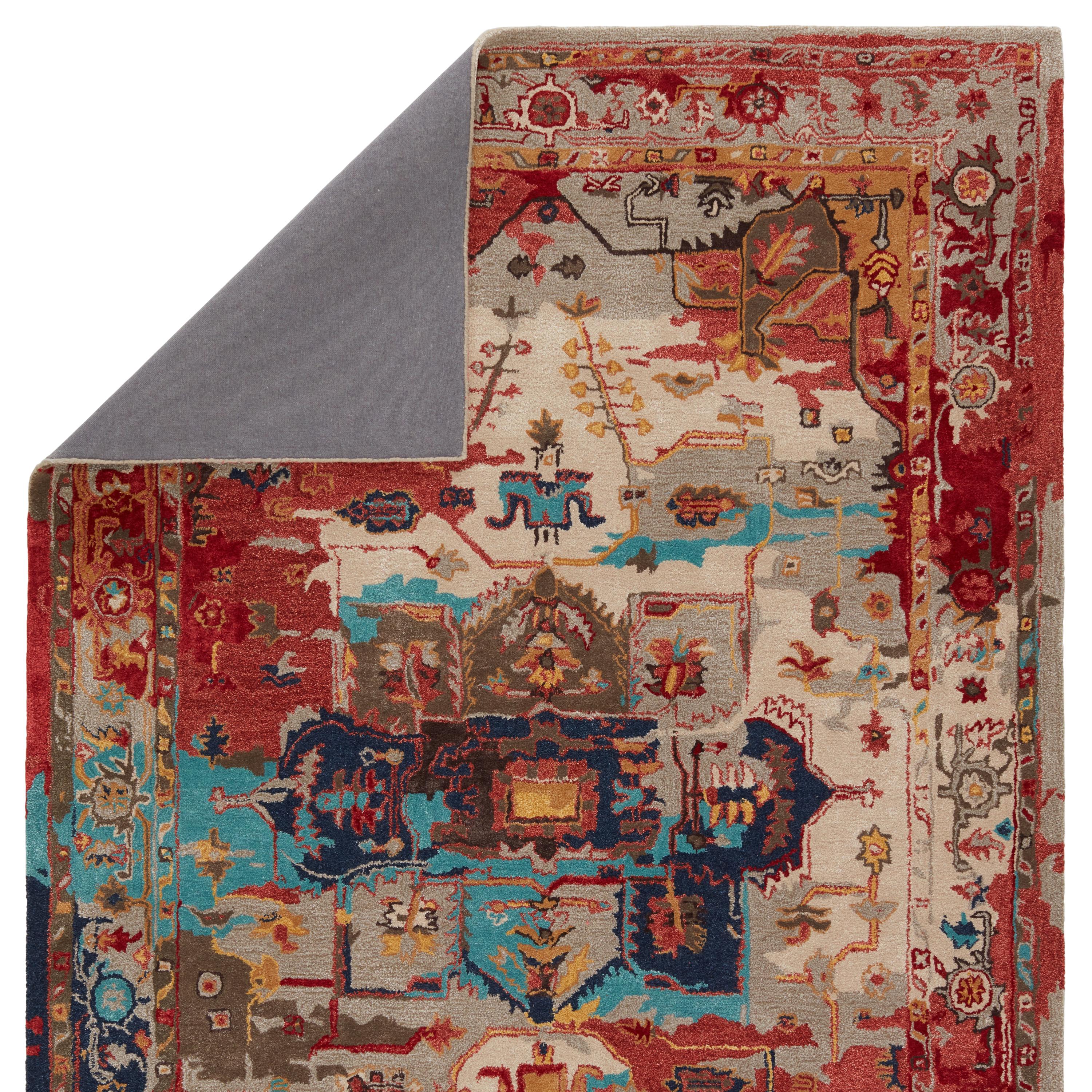 Jaipur Living Citrine Lilith Border Red / Aqua 9' X 12' Rug - Image 3