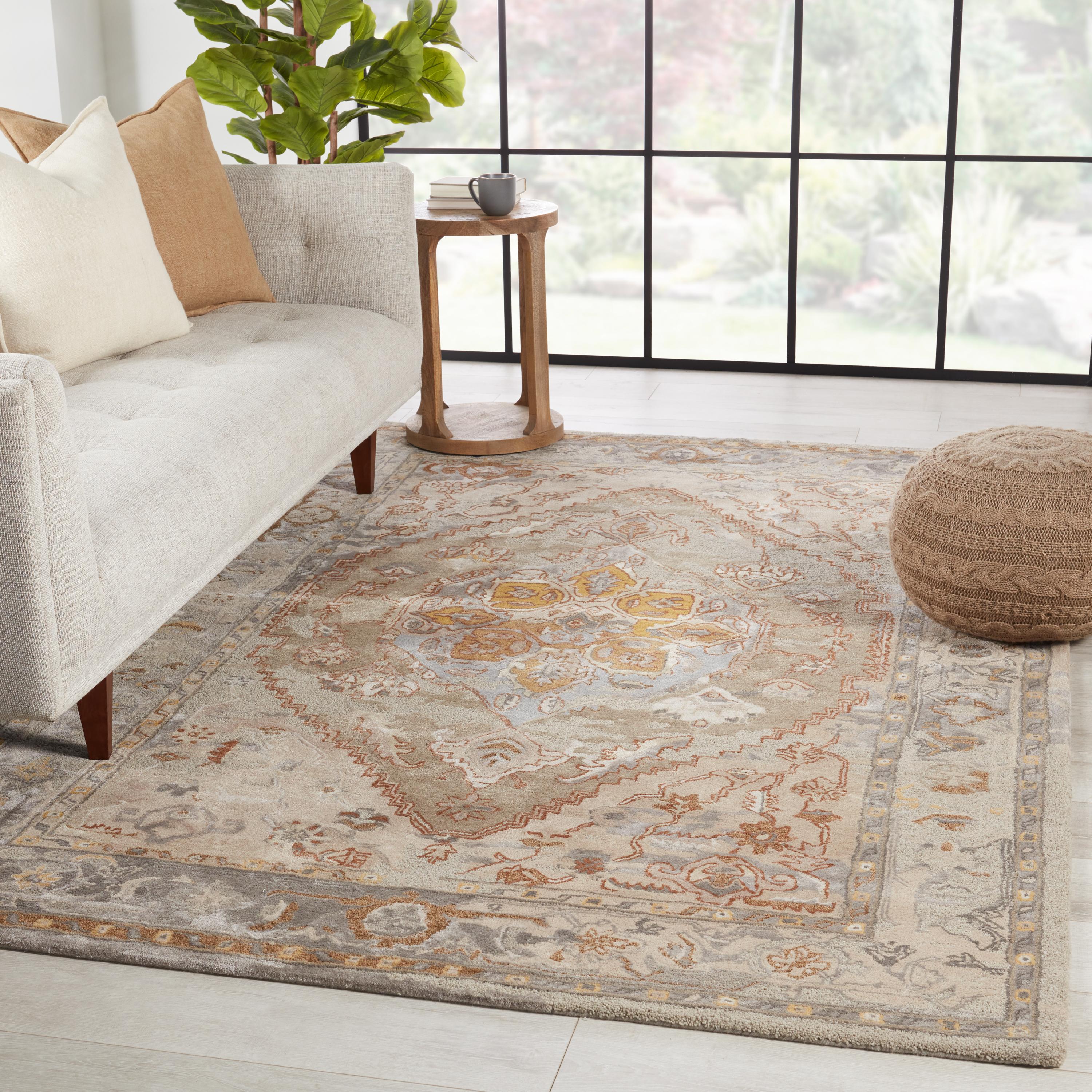 Jaipur Living Citrine Raisa Border Taupe / Gold 9' X 12' Rug - Image 3