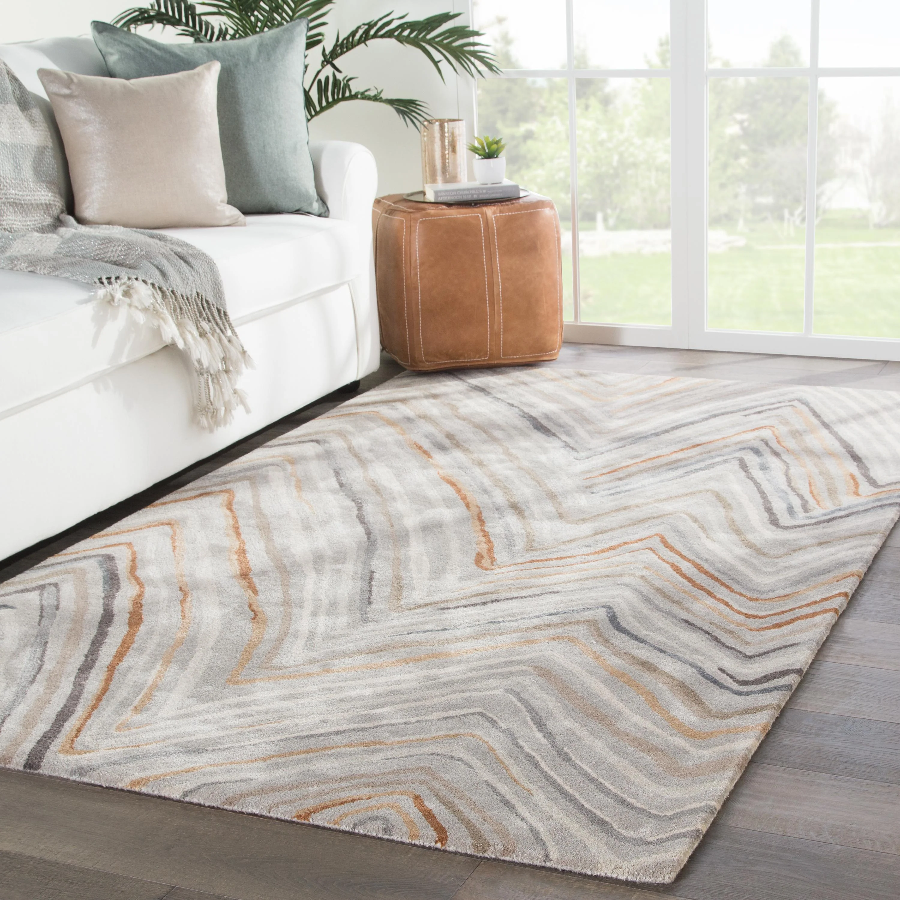 Jaipur Living Genesis Sadie Stripes Orange / Gray 8' X 11' Rug - Image 2