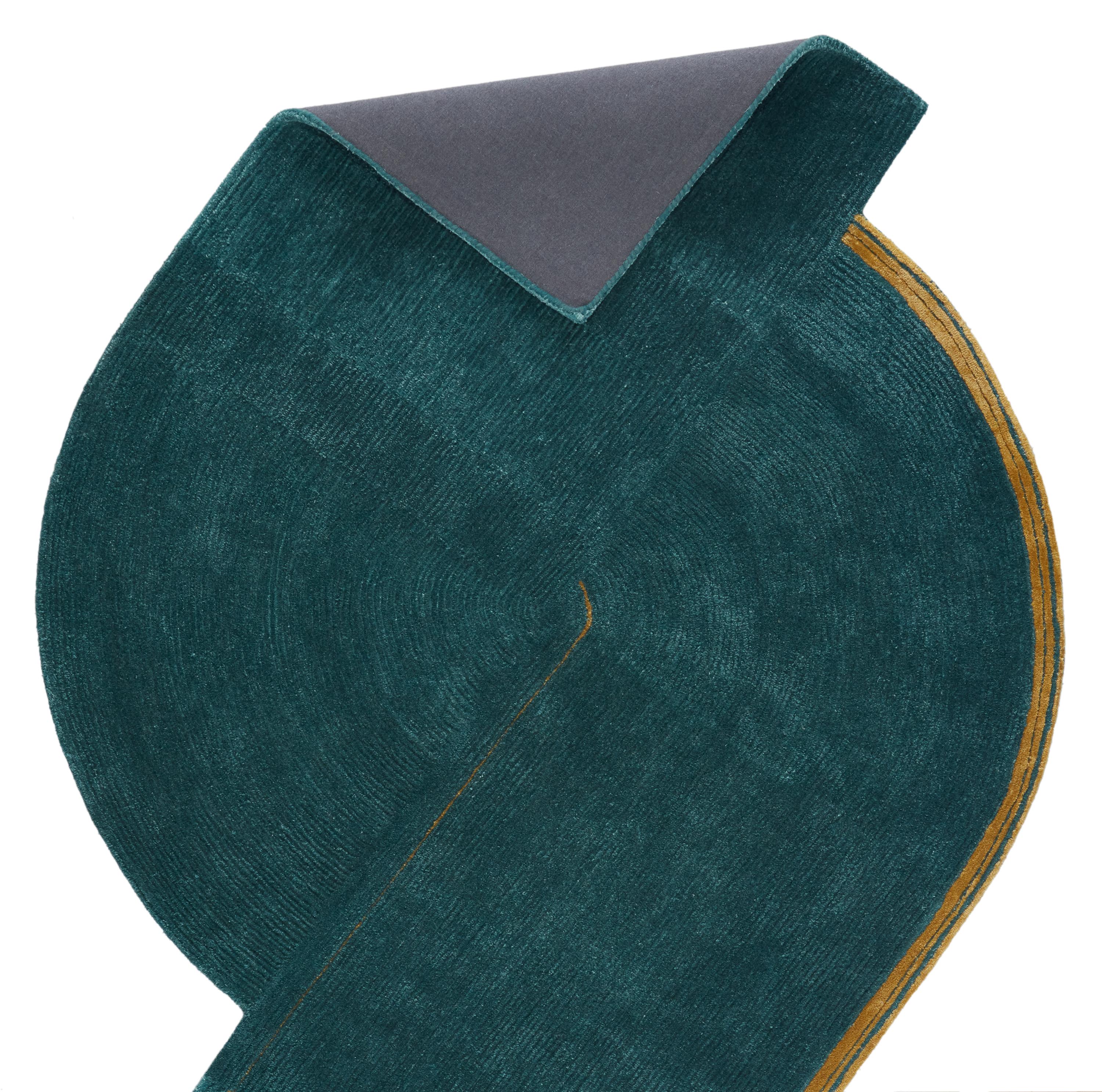 Jaipur Living Iconic Zephyr Solid Teal / Gold 9' X 12'5" Irr Rug - Image 3