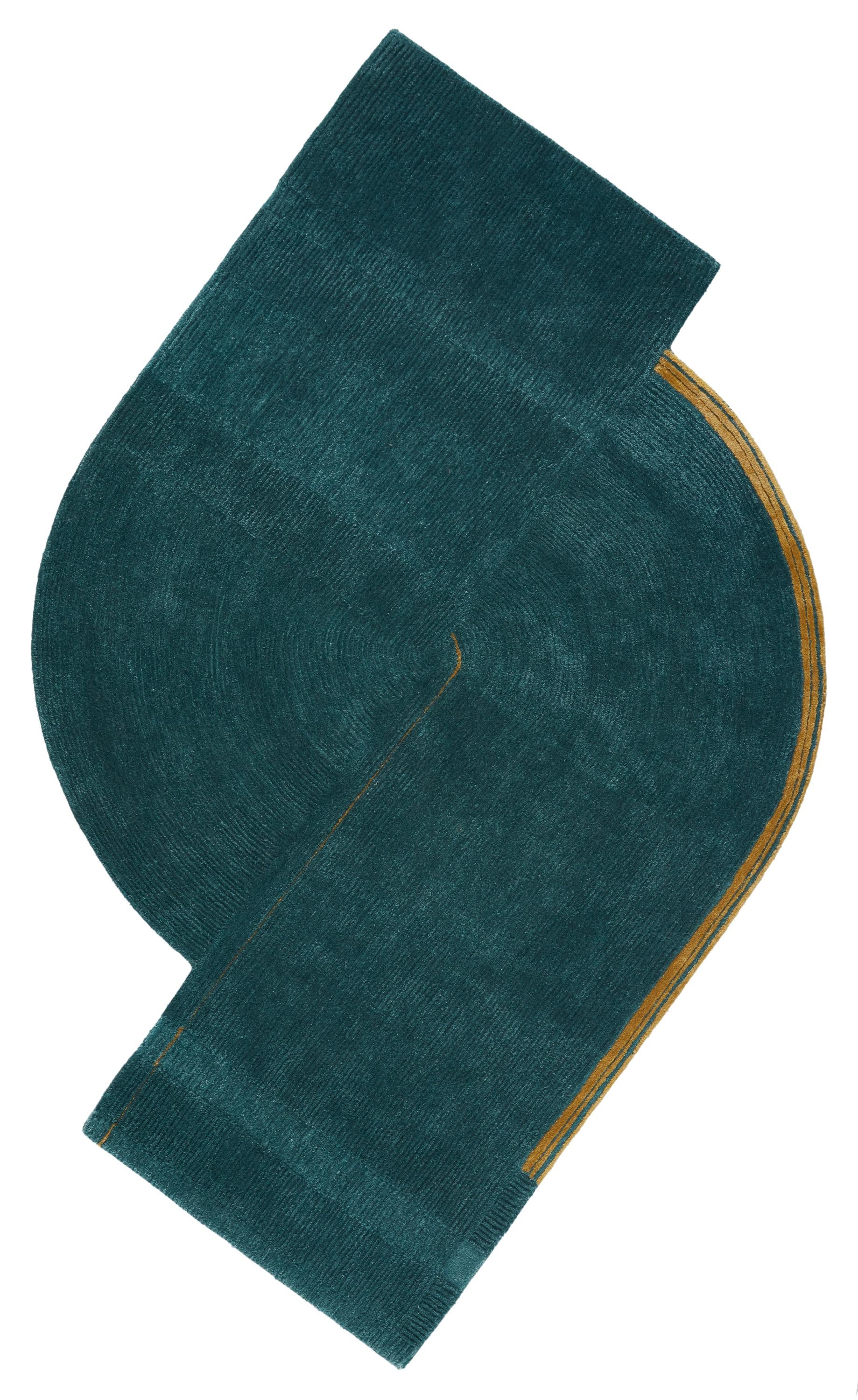 Jaipur Living Iconic Zephyr Solid Teal / Gold 9' X 12'5" Irr Rug - Image 4