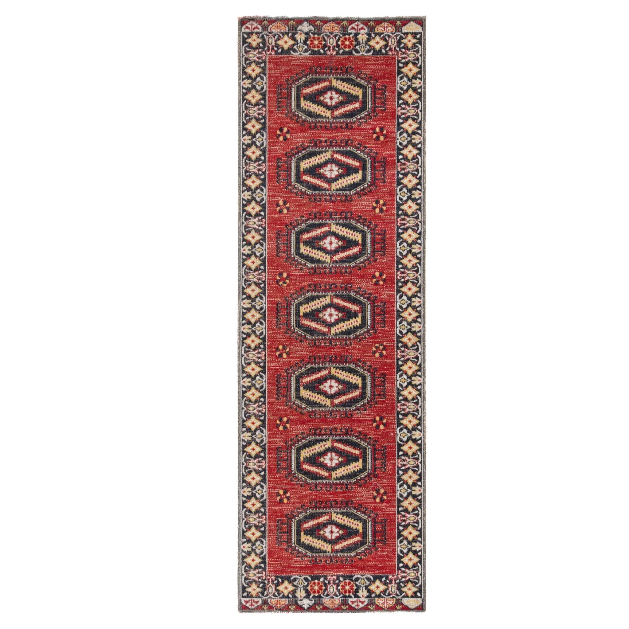 Jaipur Living Polaris Miner Border Red / Yellow 2'6" X 8' Rug
