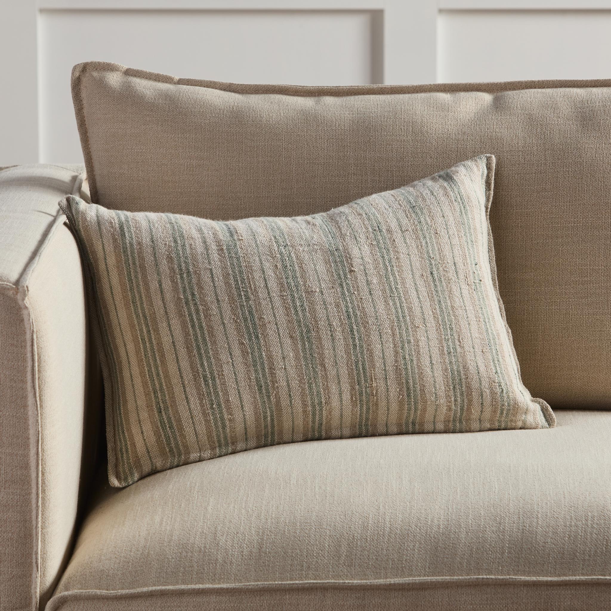 Jaipur Living Tanzy Lucien Stripes Cream / Mint 13" X 21" Pillow Cover - Image 3