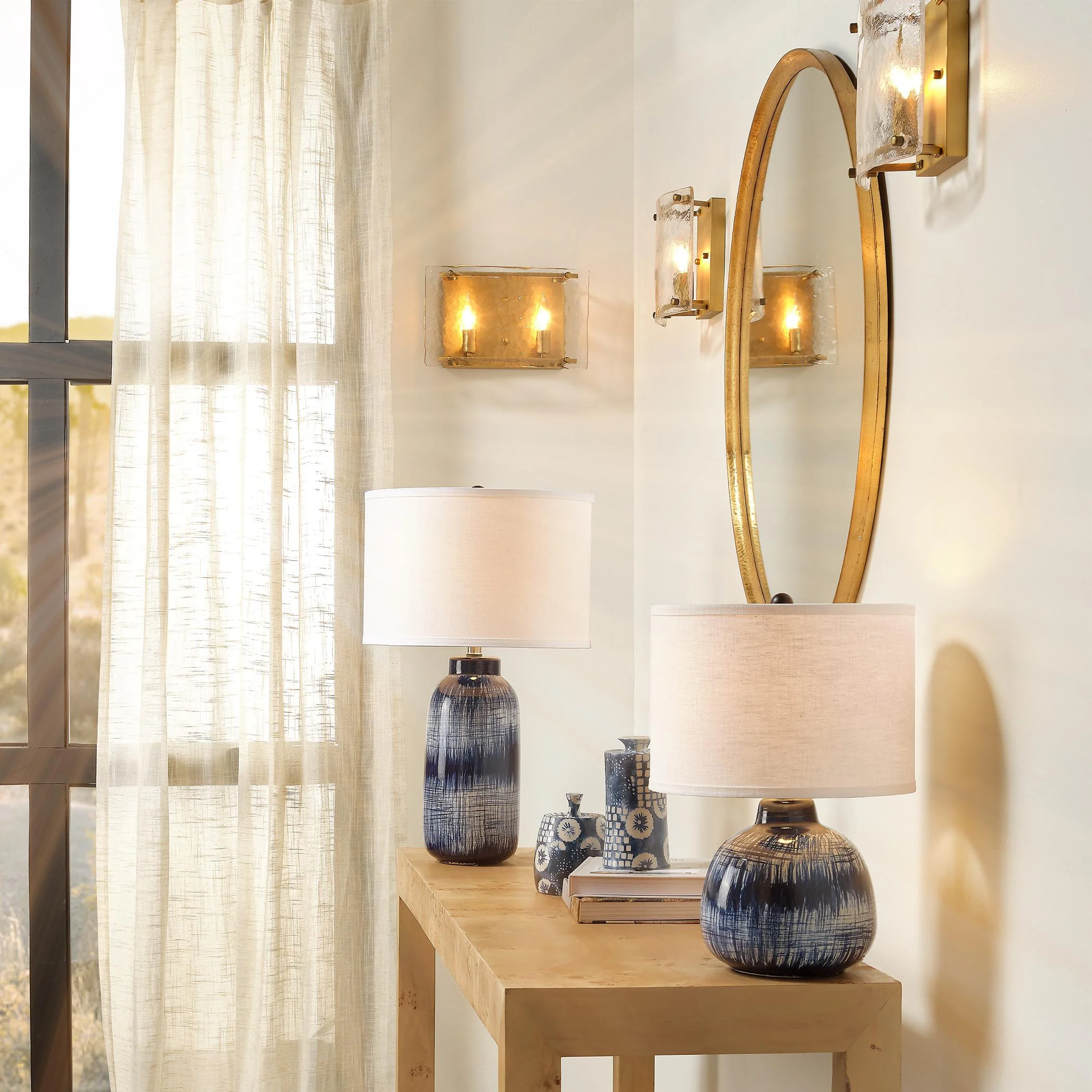 Jamie Young Batik Ceramic Table Lamp With Linen Shade - Image 5