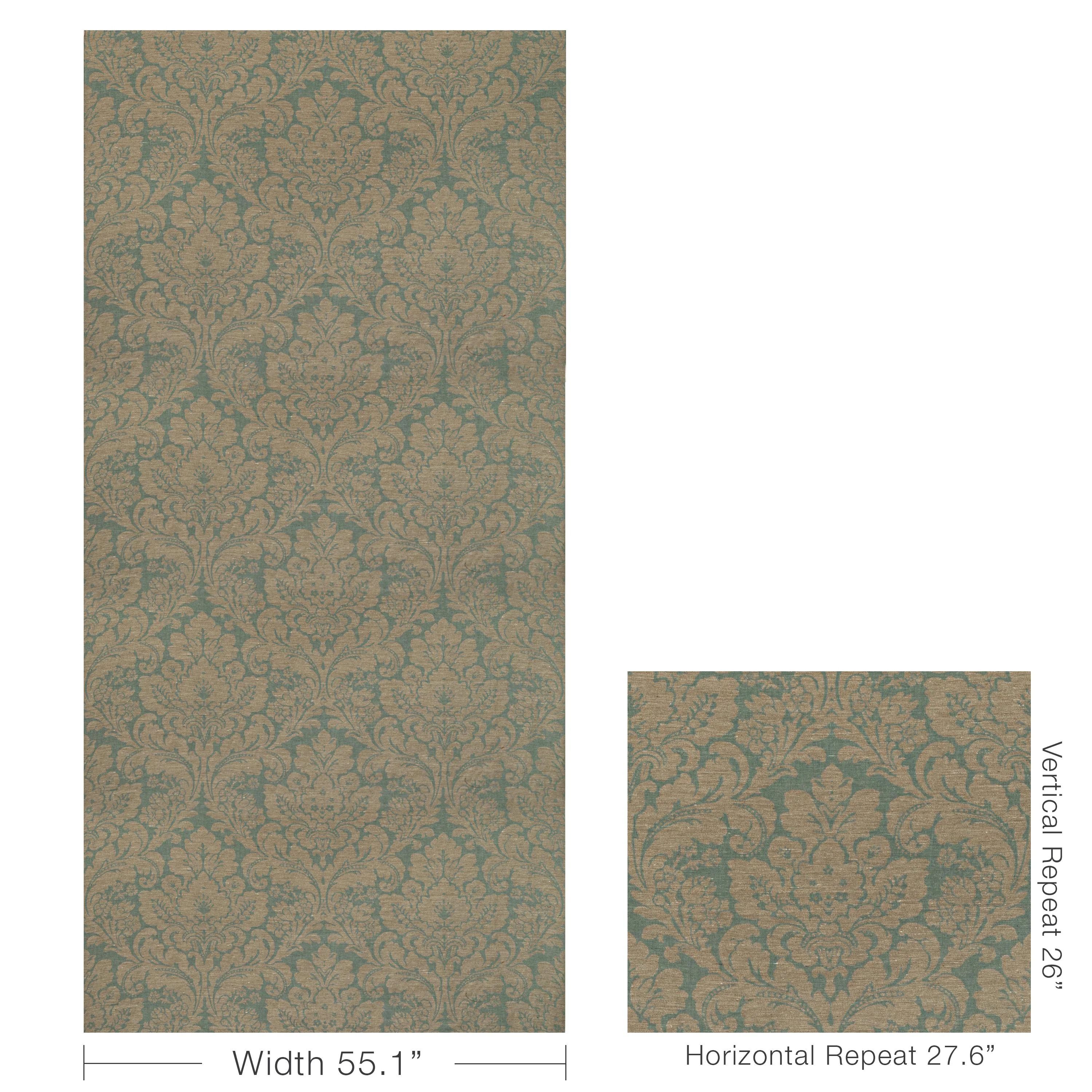 Lee Jofa Acanthus Damask Blue Fabric - Image 5