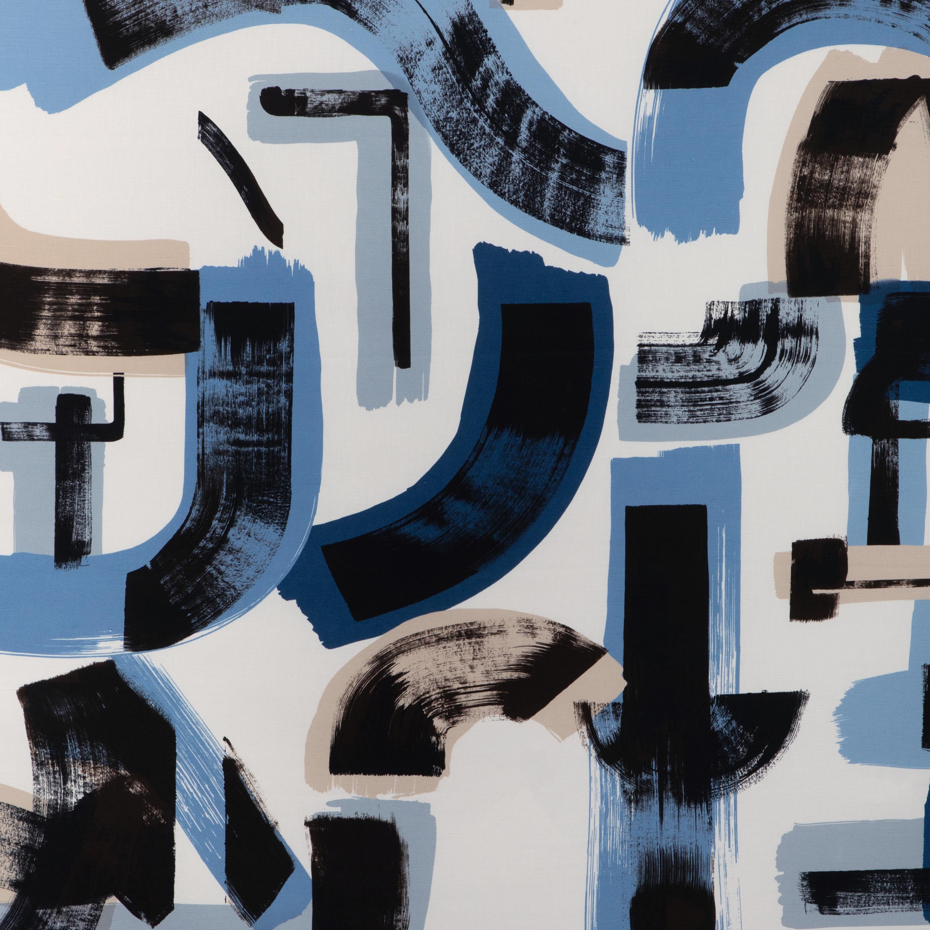 Lee Jofa Bleecker Print Capri/Navy Fabric - Image 2