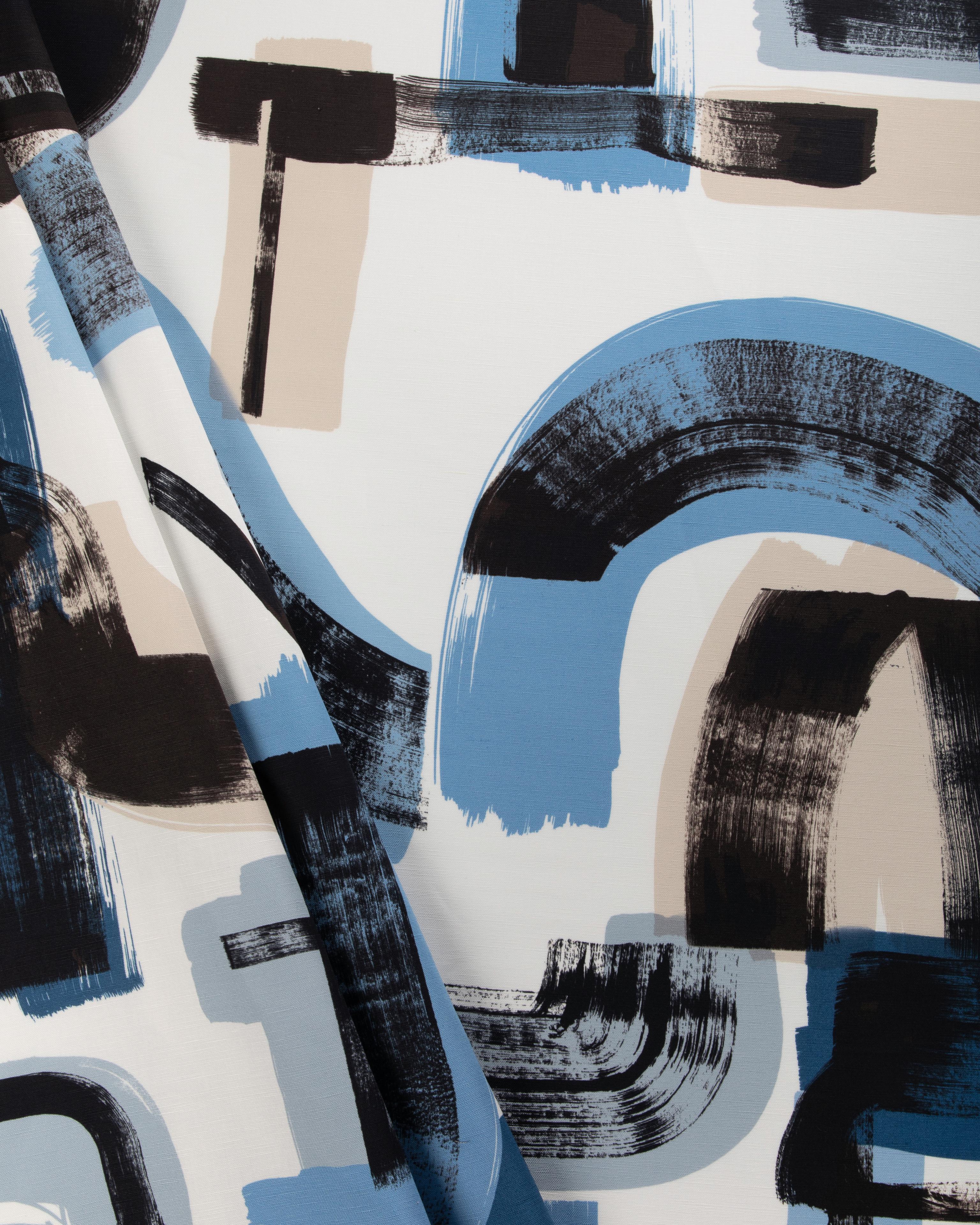 Lee Jofa Bleecker Print Capri/Navy Fabric - Image 4