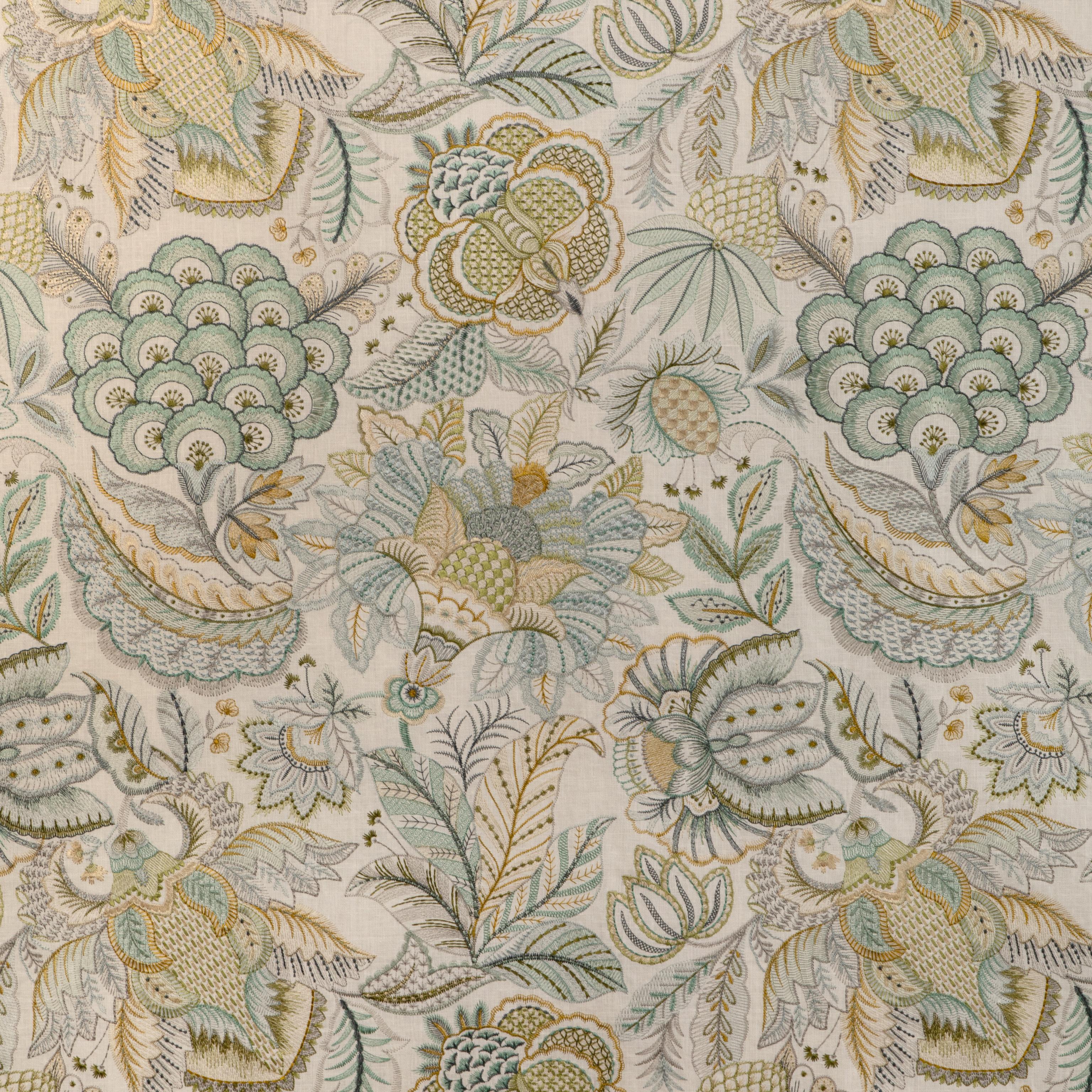 Lee Jofa Eden Emb Aqua/Gold Drapery Fabric - Image 2