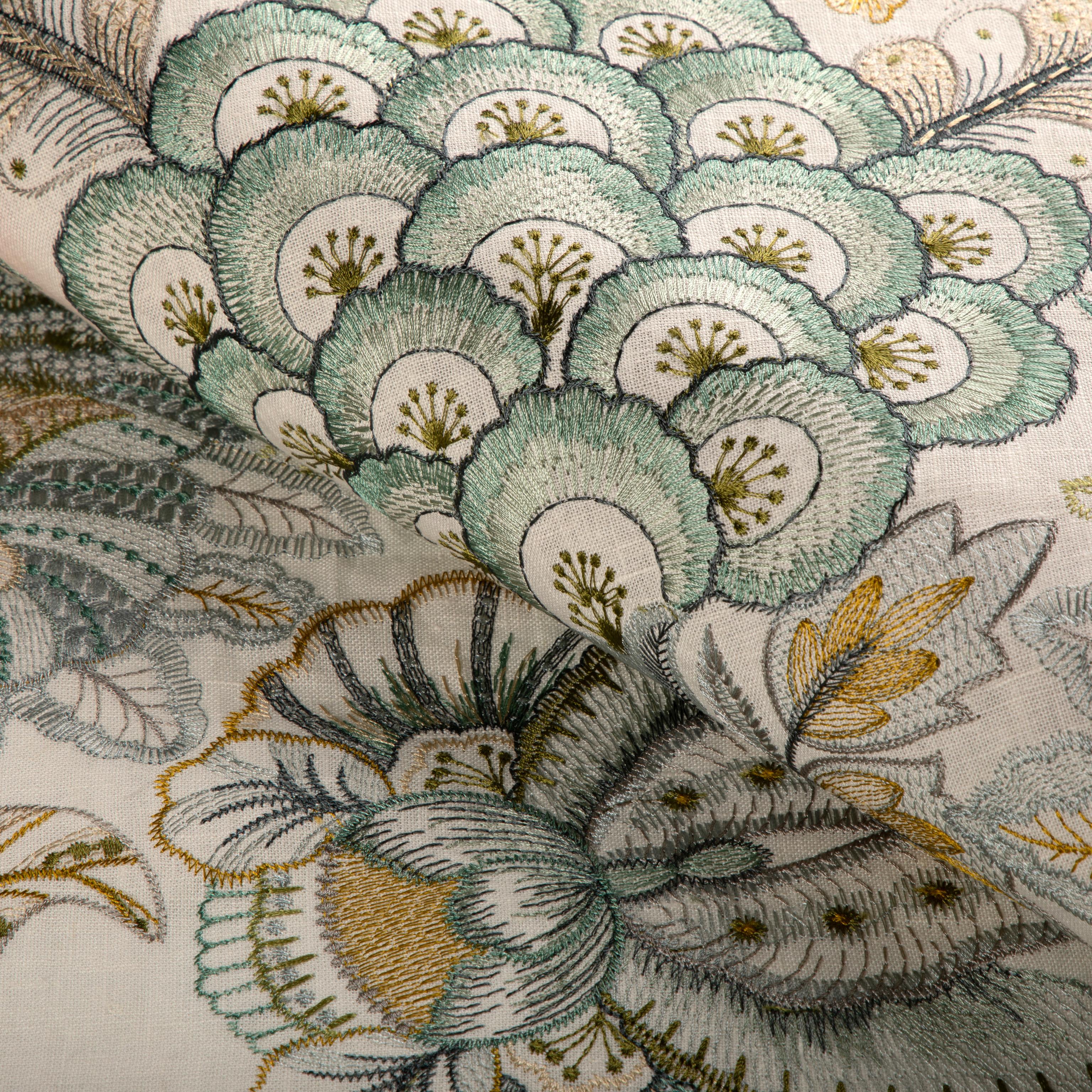 Lee Jofa Eden Emb Aqua/Gold Drapery Fabric - Image 4