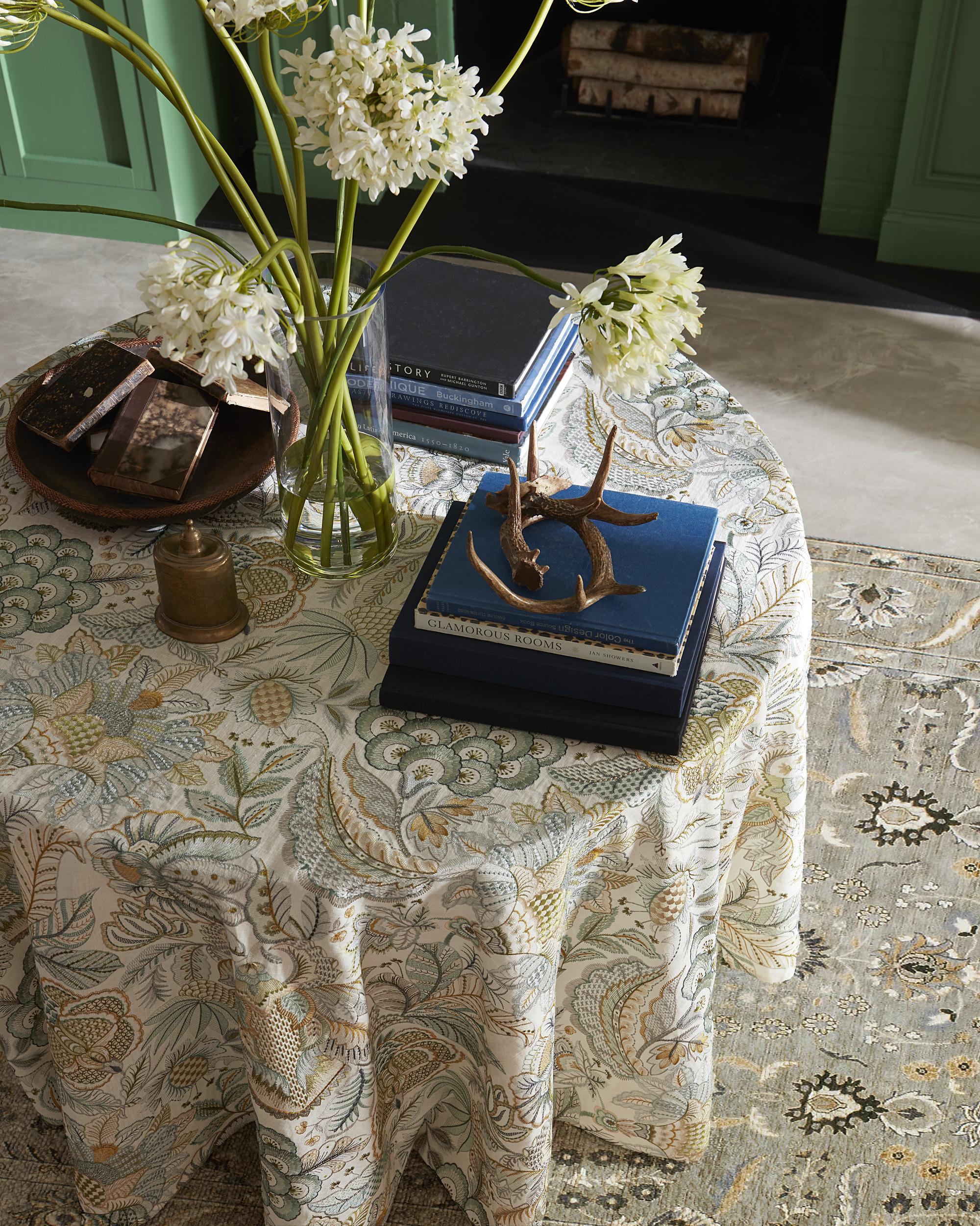Lee Jofa Eden Emb Aqua/Gold Drapery Fabric - Image 8