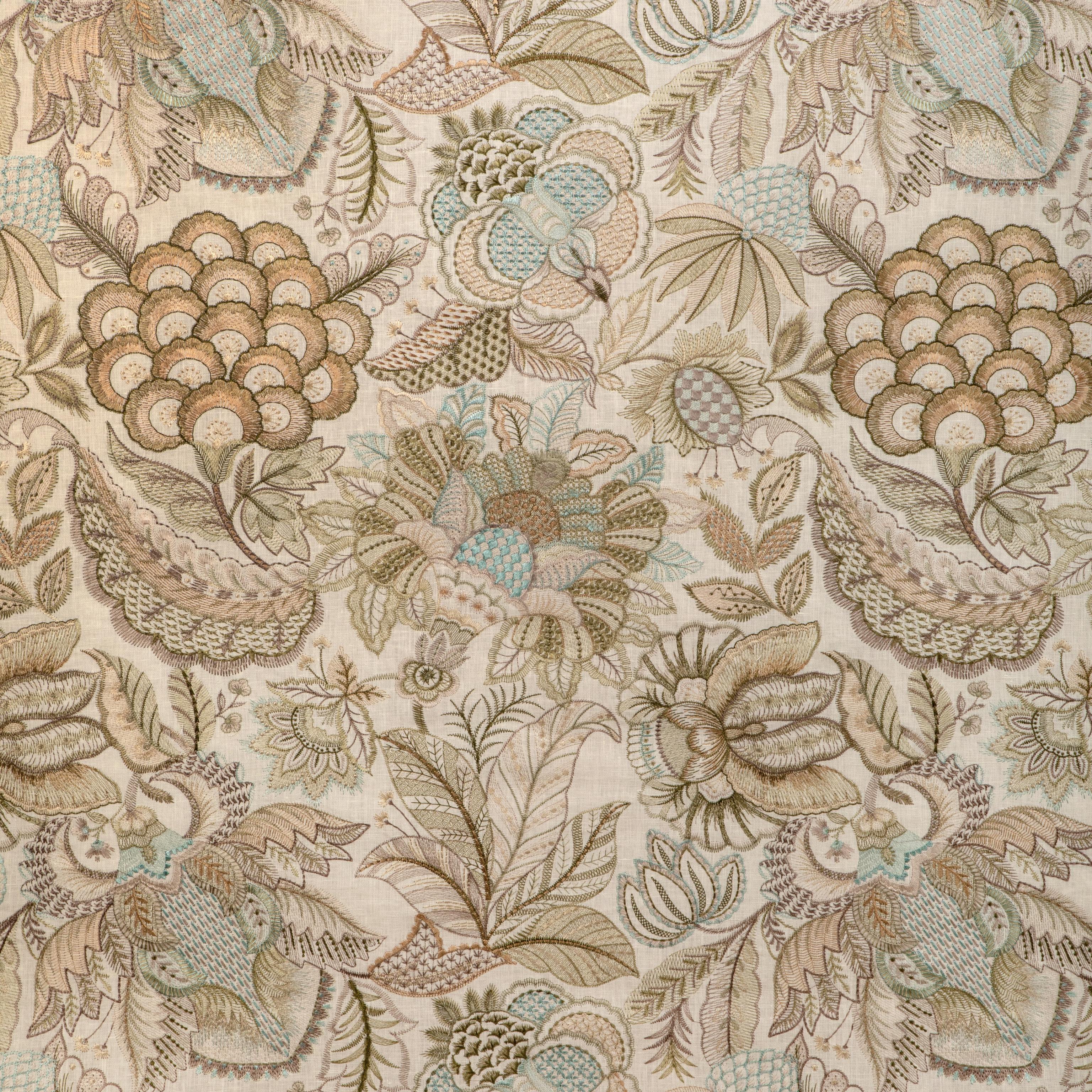 Lee Jofa Eden Emb Sage/Stone Drapery Fabric