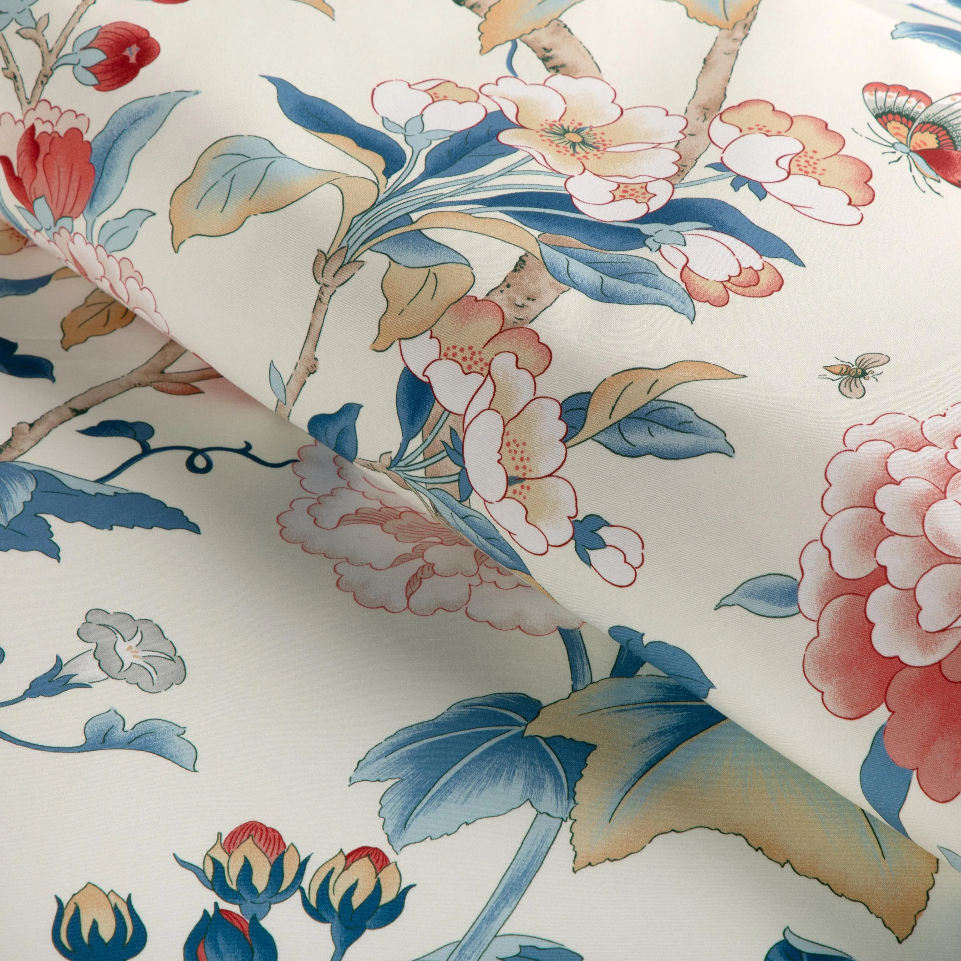Lee Jofa Gardenia Print Blue/Red Fabric - Image 4