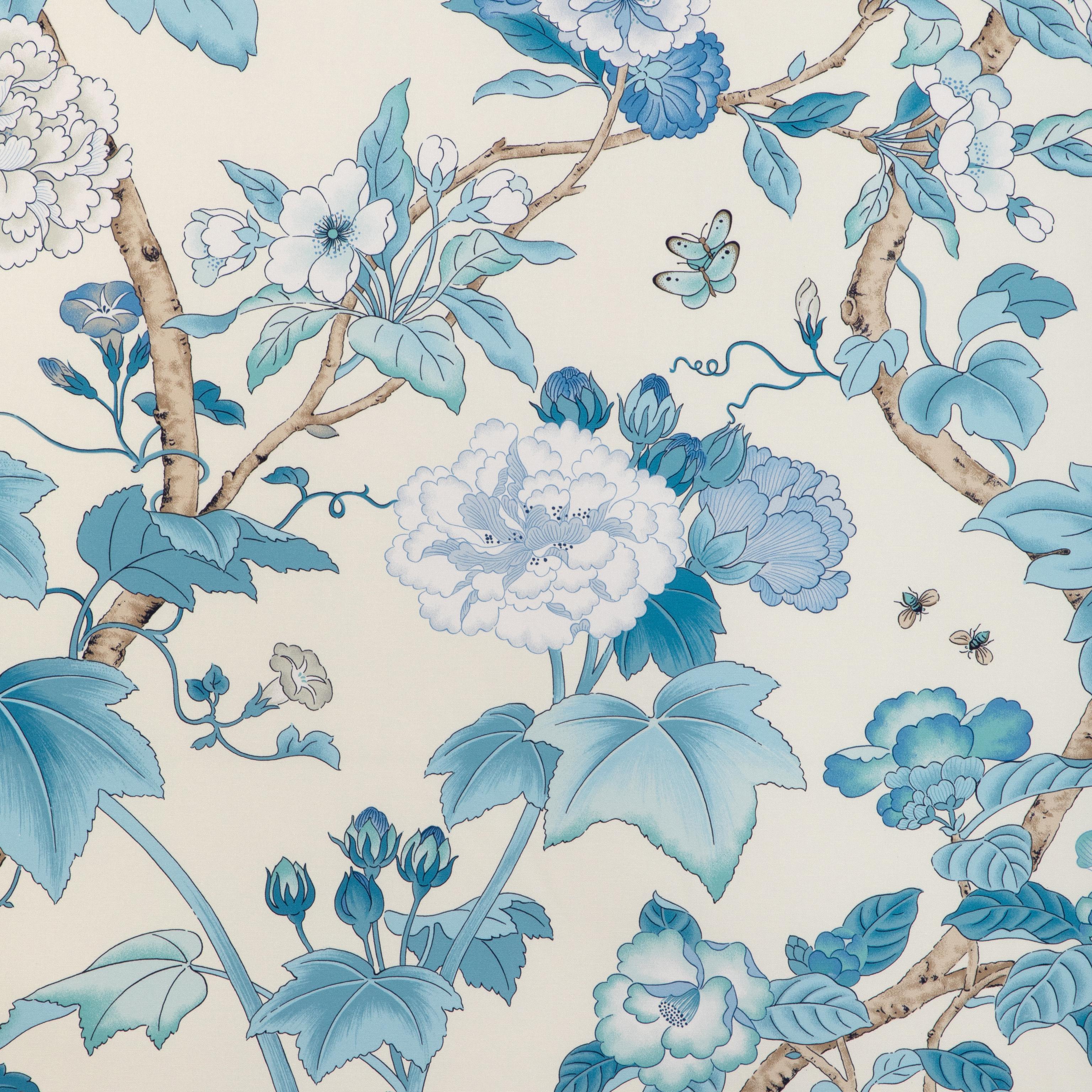 Lee Jofa Gardenia Print Delft/Sky Fabric - Image 2