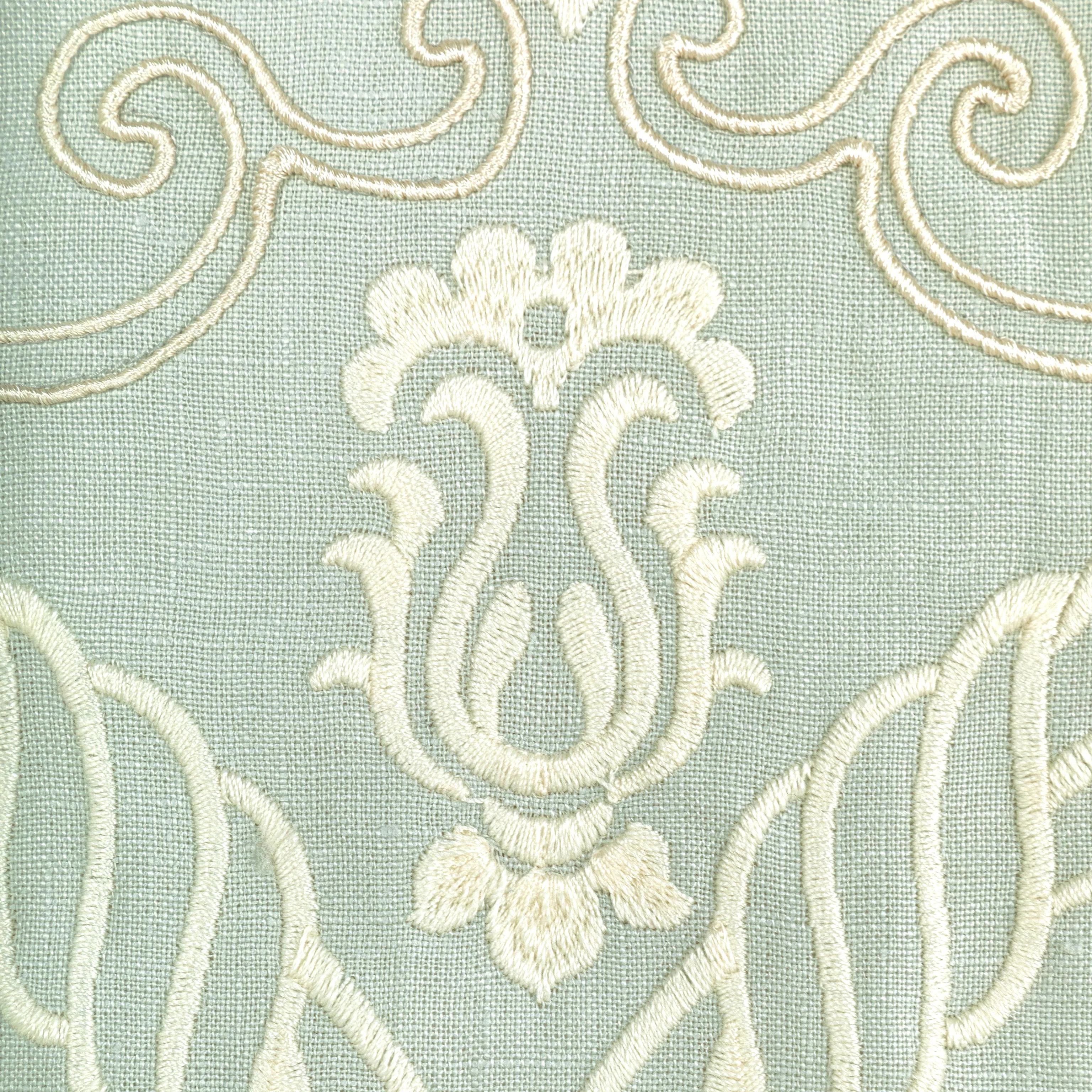 Lee Jofa Hayes Embroidery Aqua Drapery Fabric - Image 3