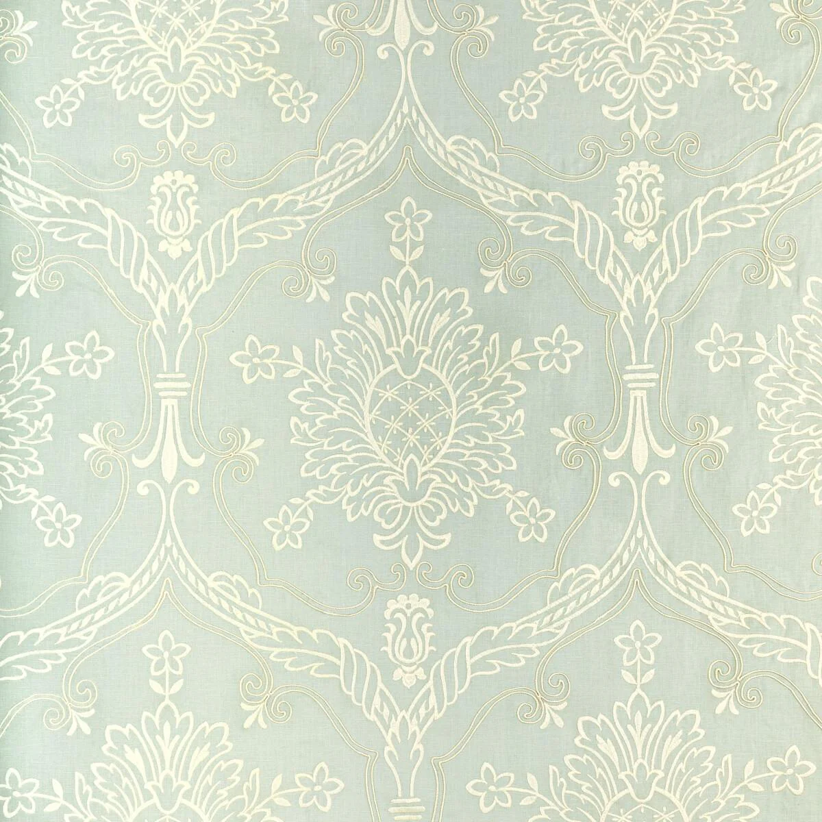 Lee Jofa Hayes Embroidery Aqua Drapery Fabric - Image 5