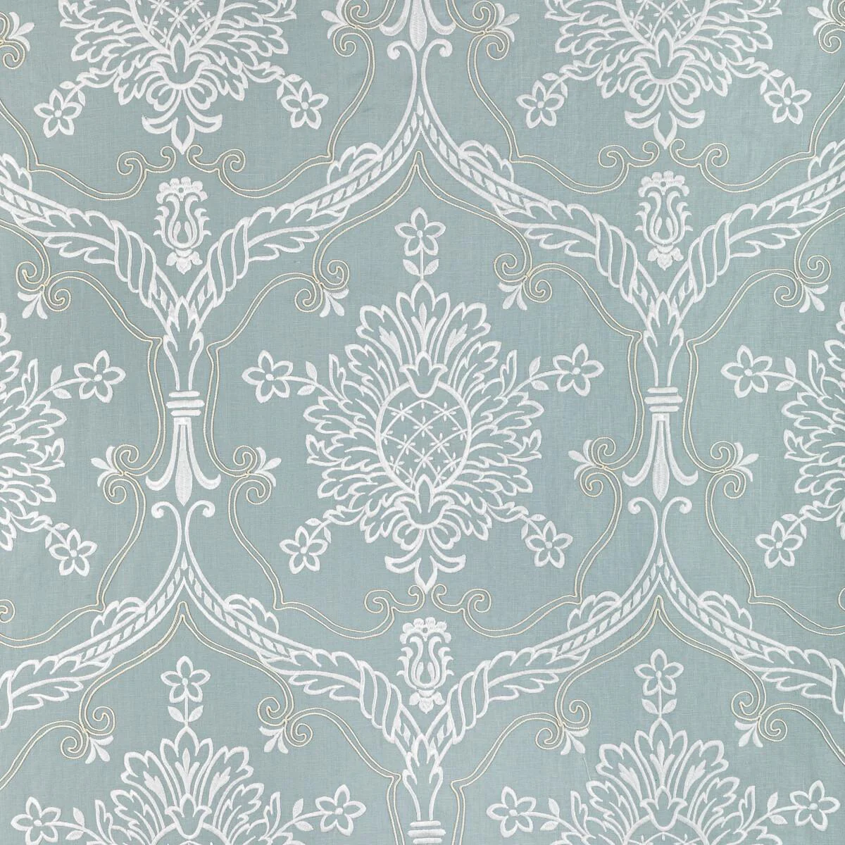 Lee Jofa Hayes Embroidery Blue Drapery Fabric - Image 7