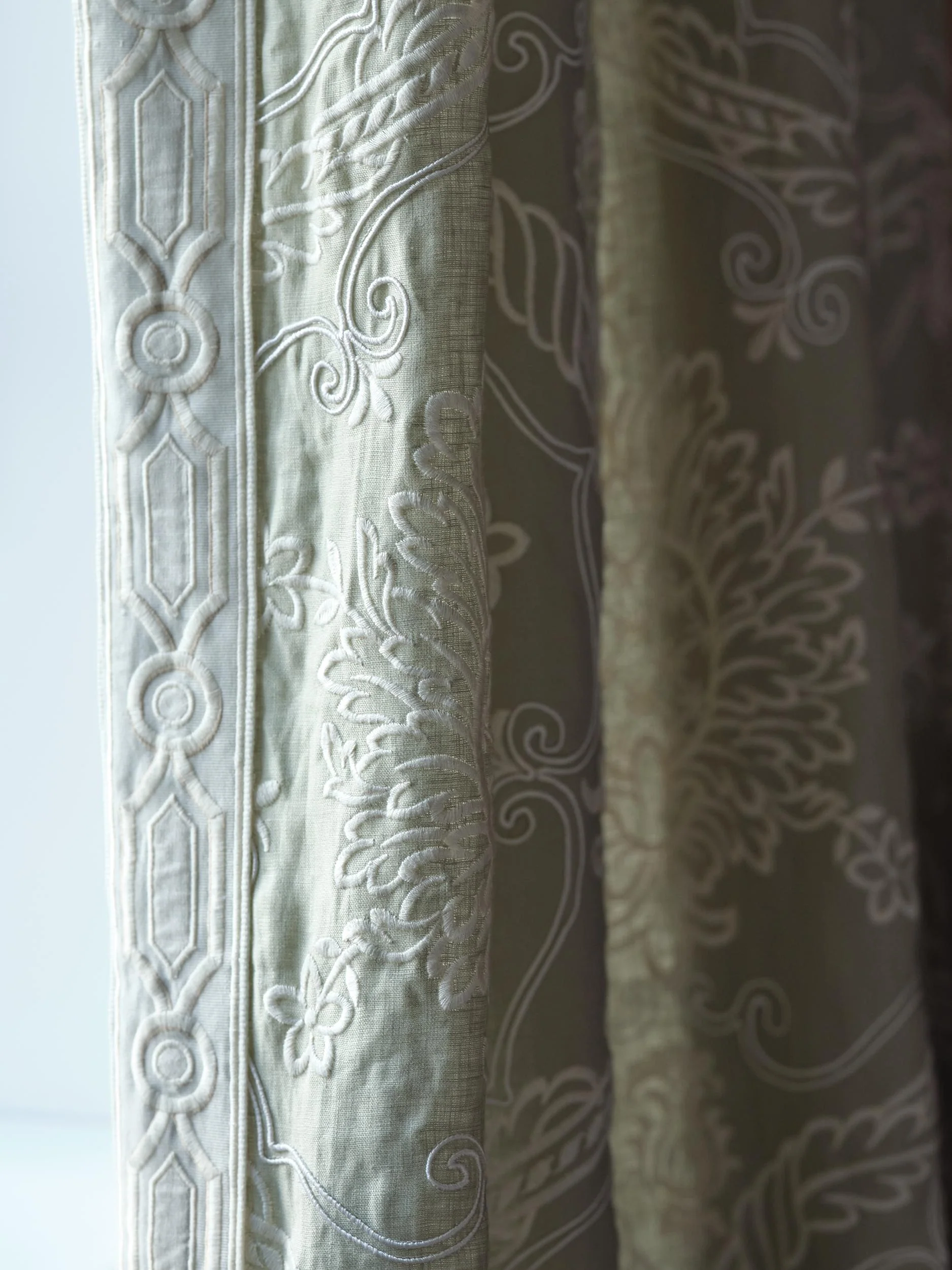 Lee Jofa Hayes Embroidery Celery Drapery Fabric - Image 7