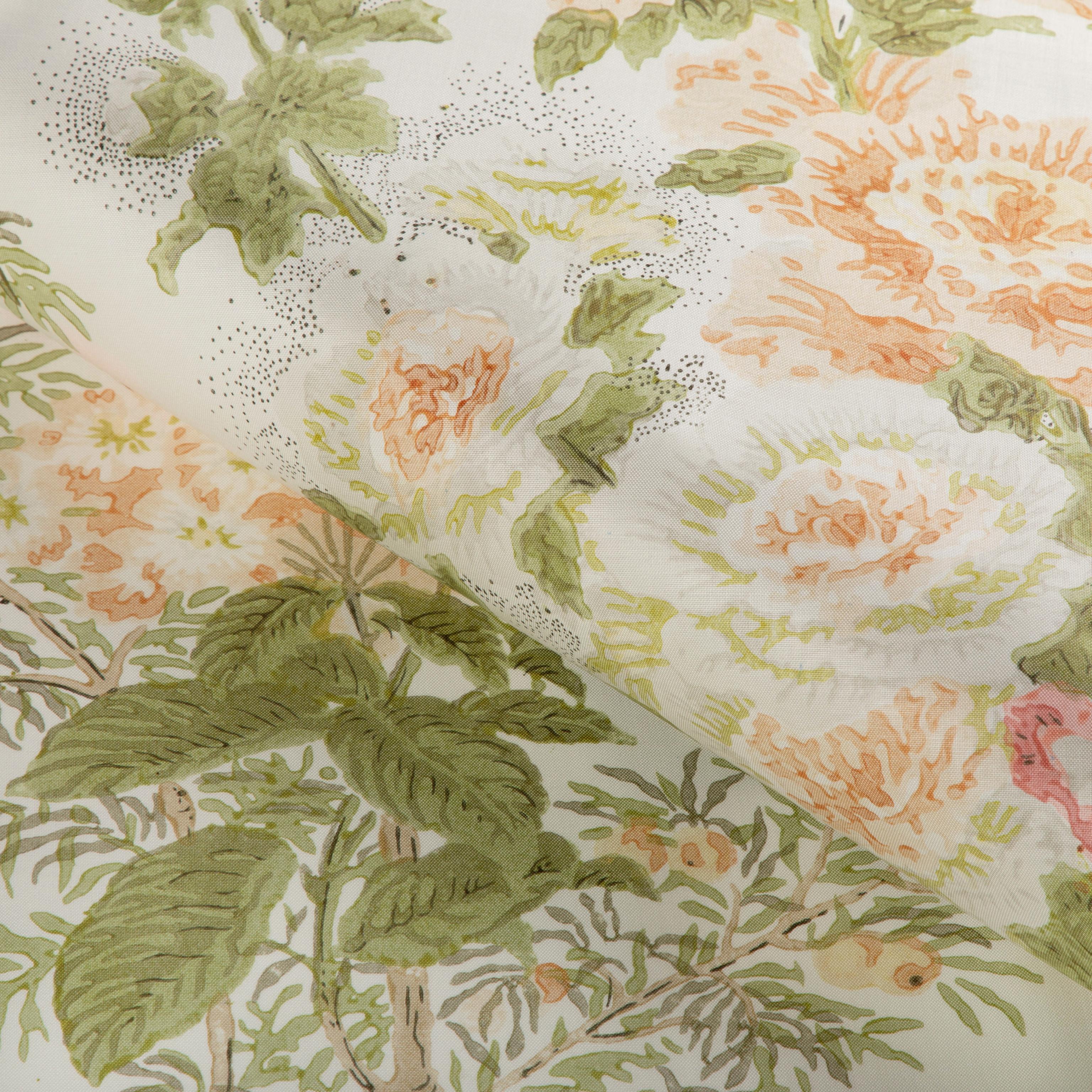 Lee Jofa Hollyhock Hdb Apricot/Moss Fabric - Image 4