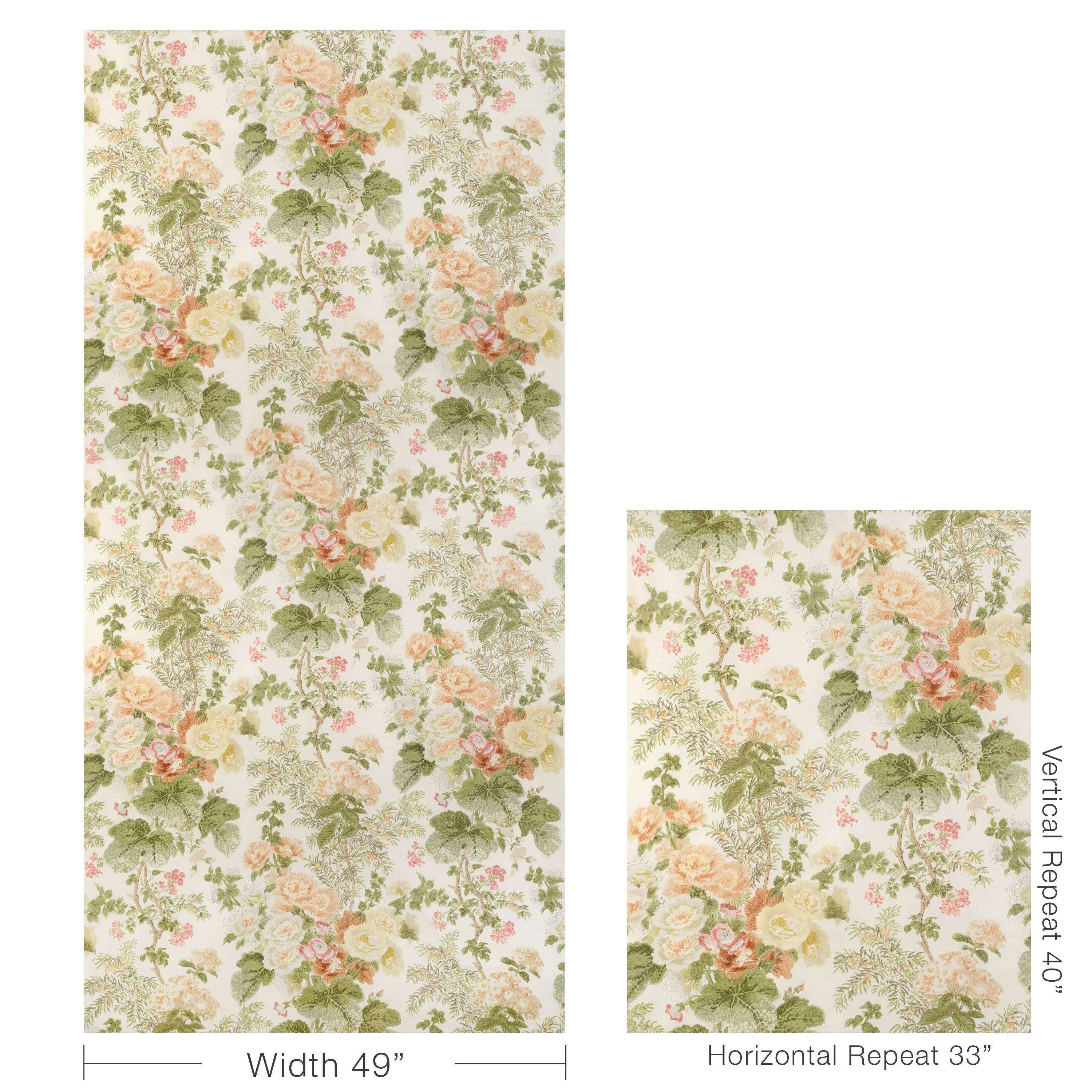 Lee Jofa Hollyhock Hdb Apricot/Moss Fabric - Image 5