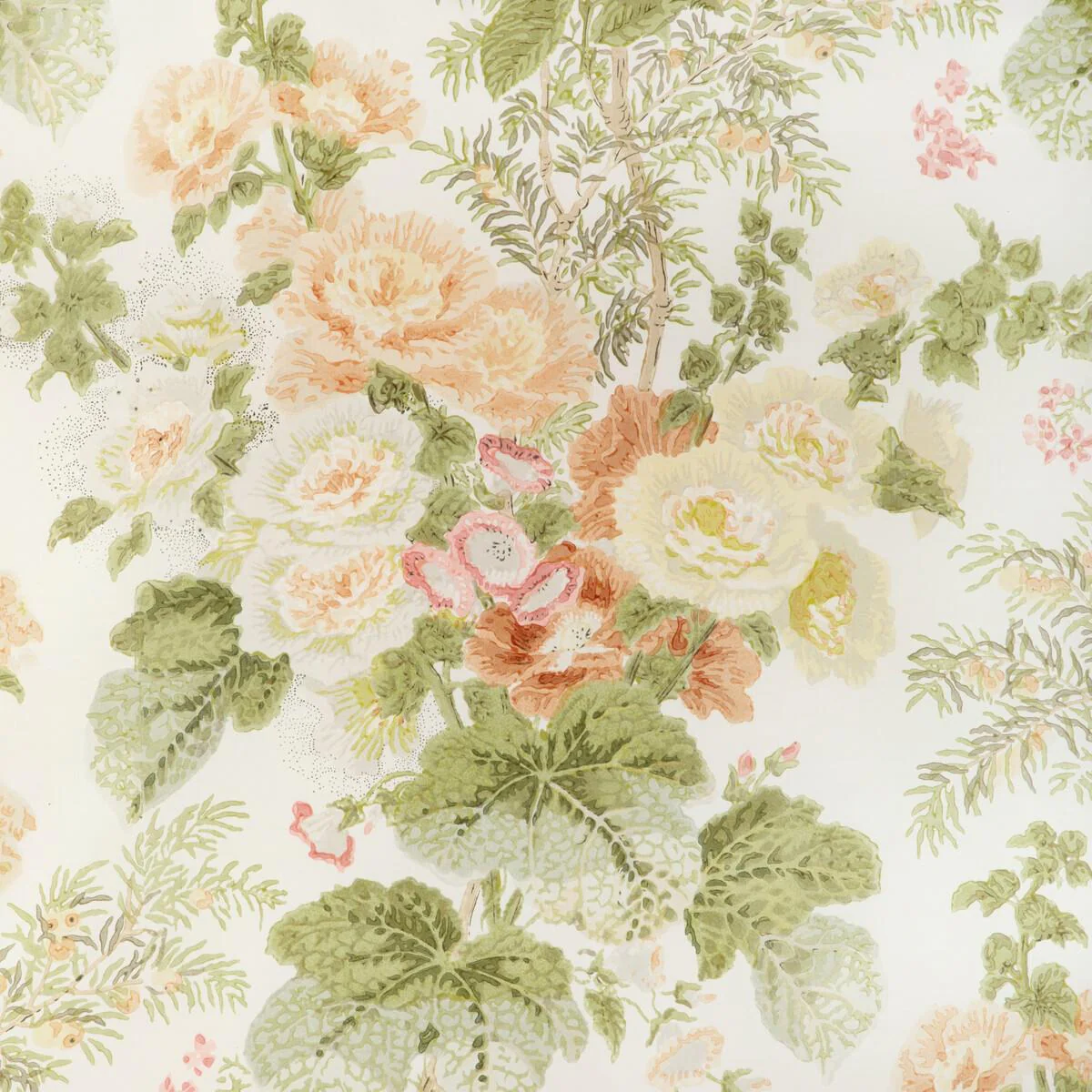 Lee Jofa Hollyhock Hdb Apricot/Moss Fabric - Image 7