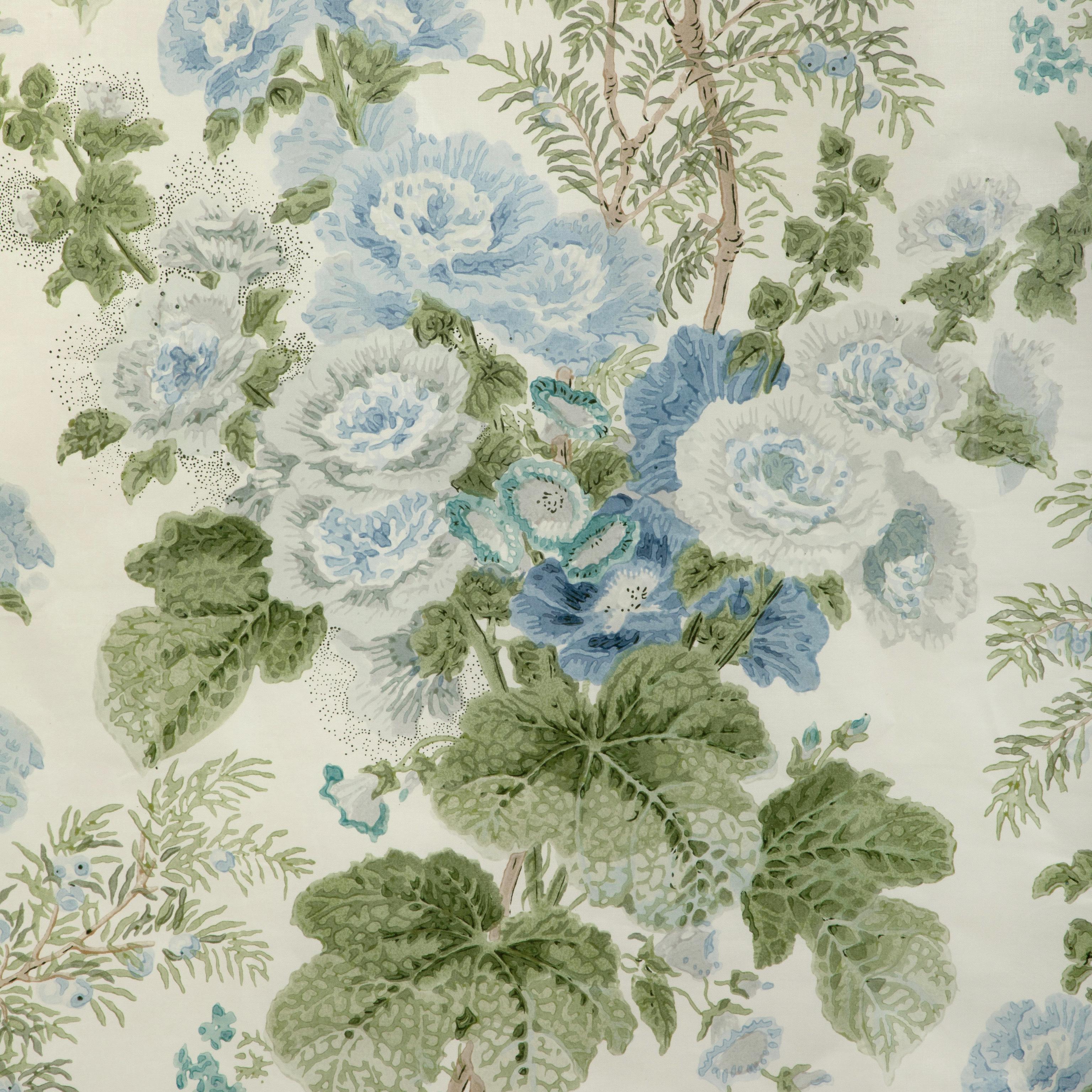 Lee Jofa Hollyhock Hdb Blue/Leaf Fabric - Image 2