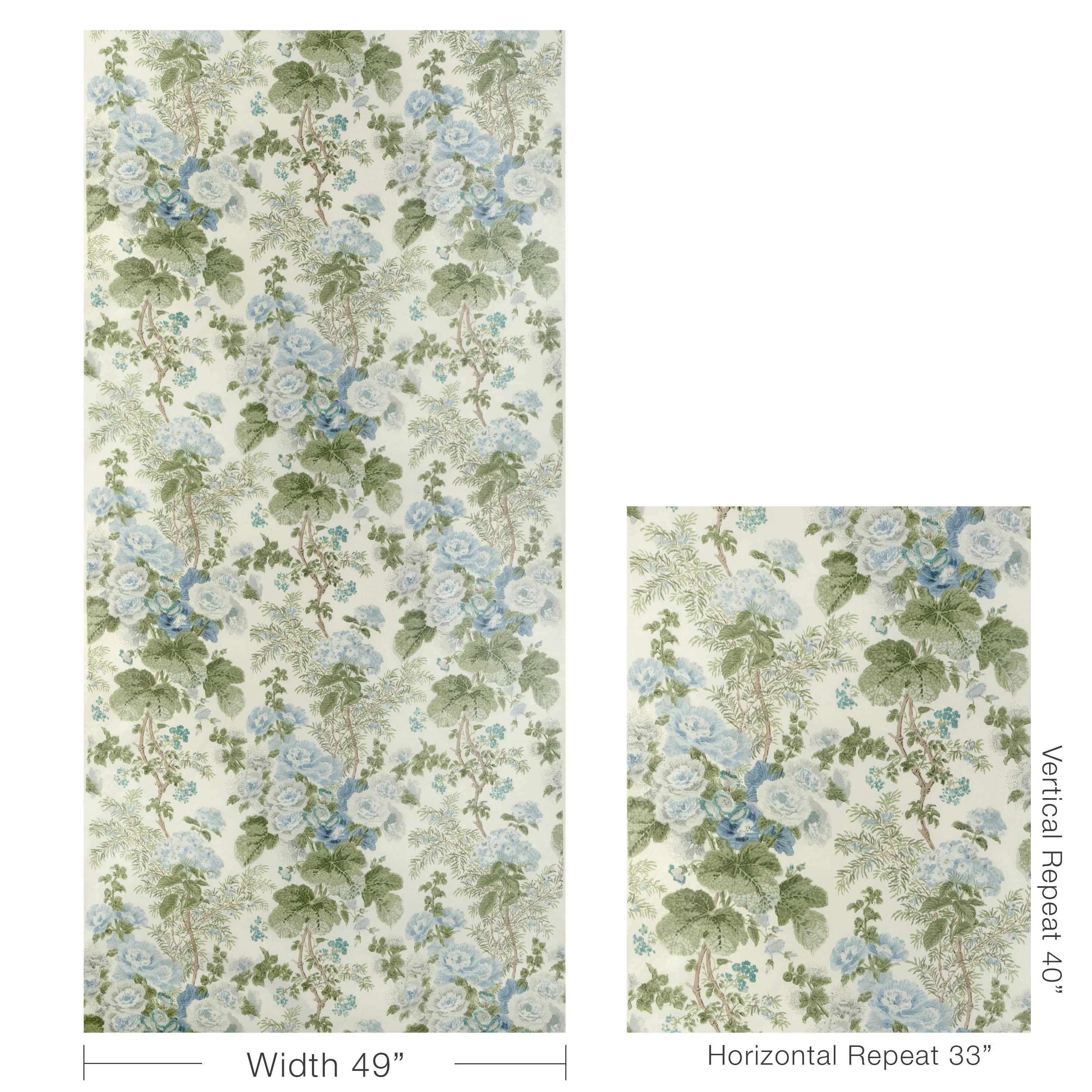 Lee Jofa Hollyhock Hdb Blue/Leaf Fabric - Image 5