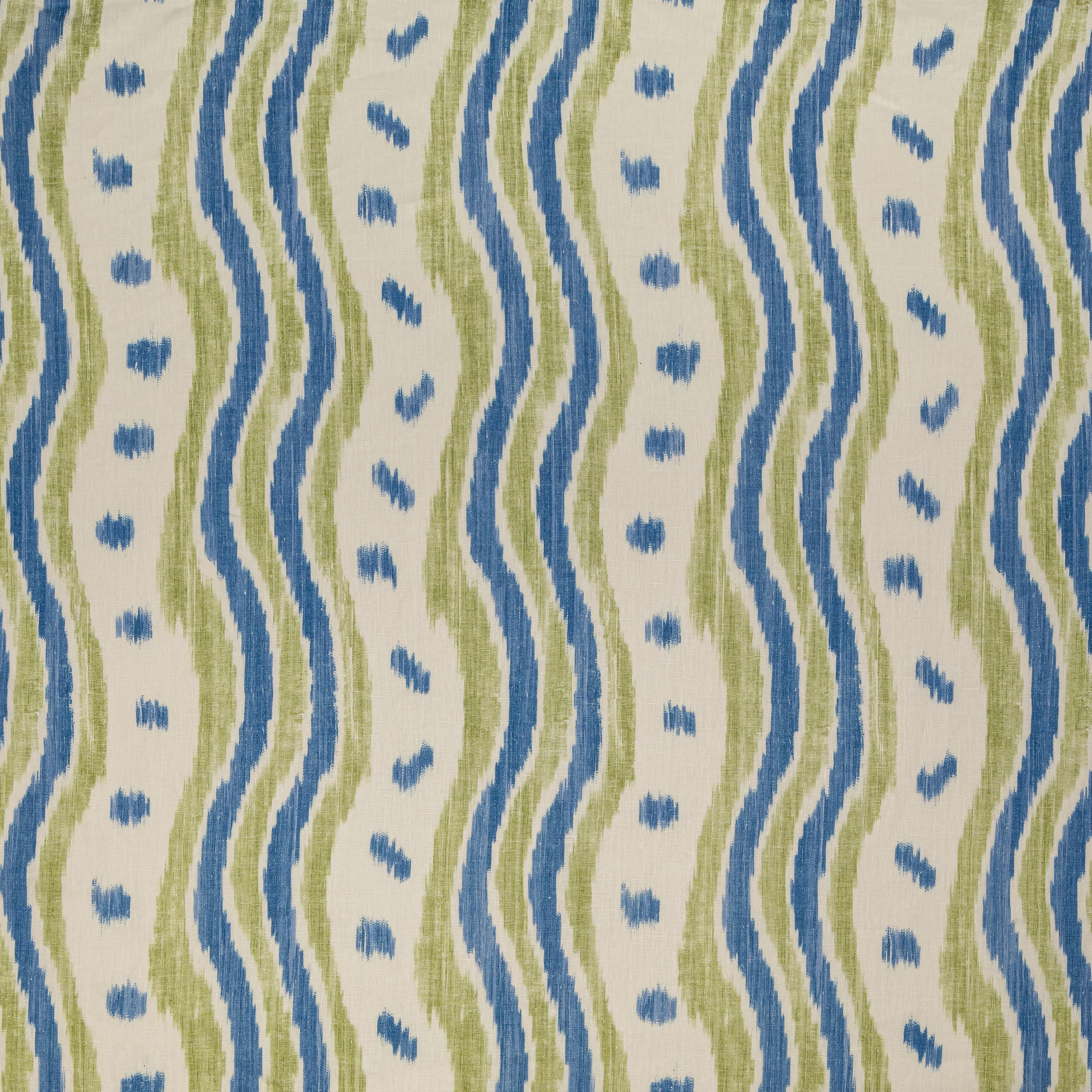 Lee Jofa Ikat Stripe Blue/Lime Fabric - Image 2