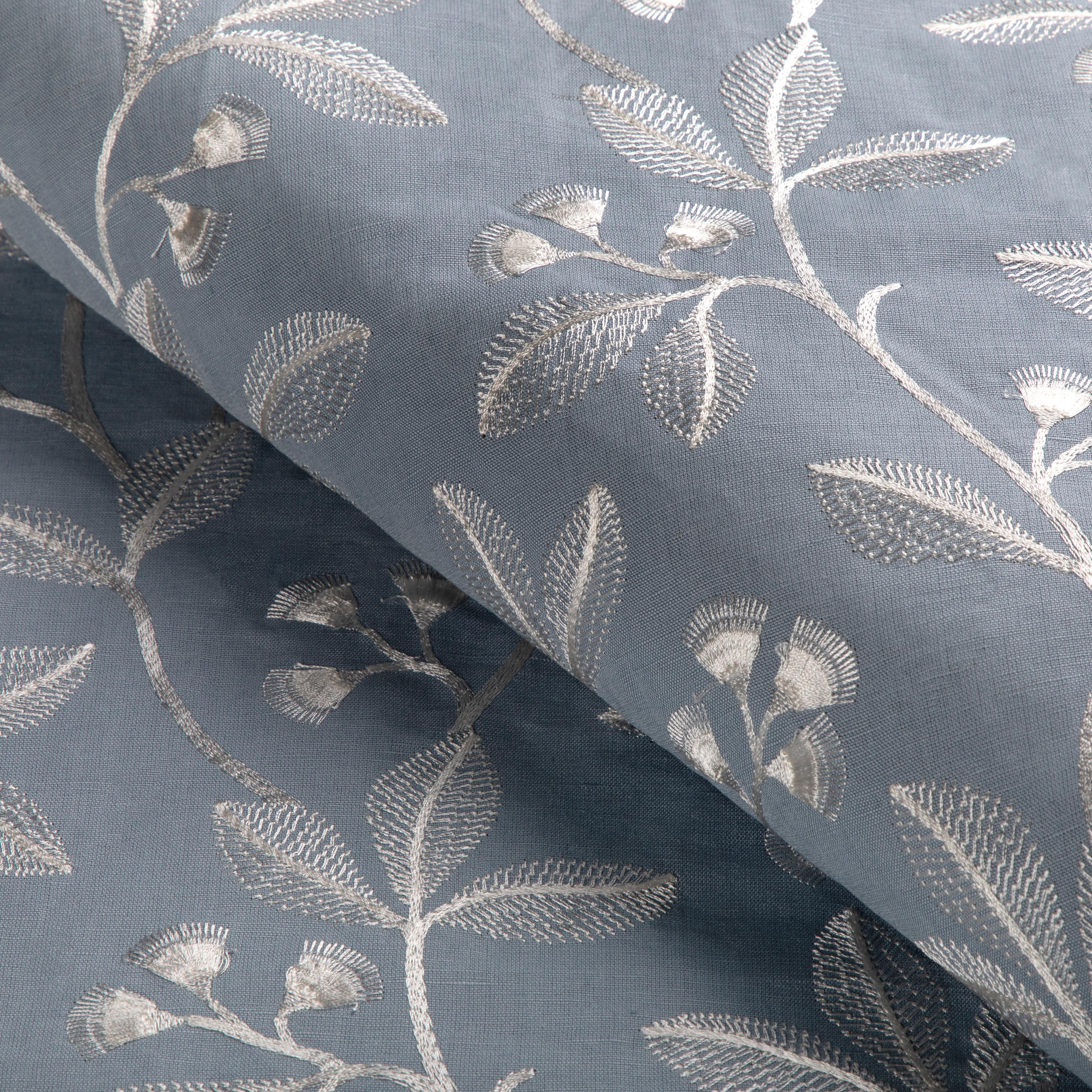 Lee Jofa Iris Embroidery Blue Drapery Fabric - Image 4