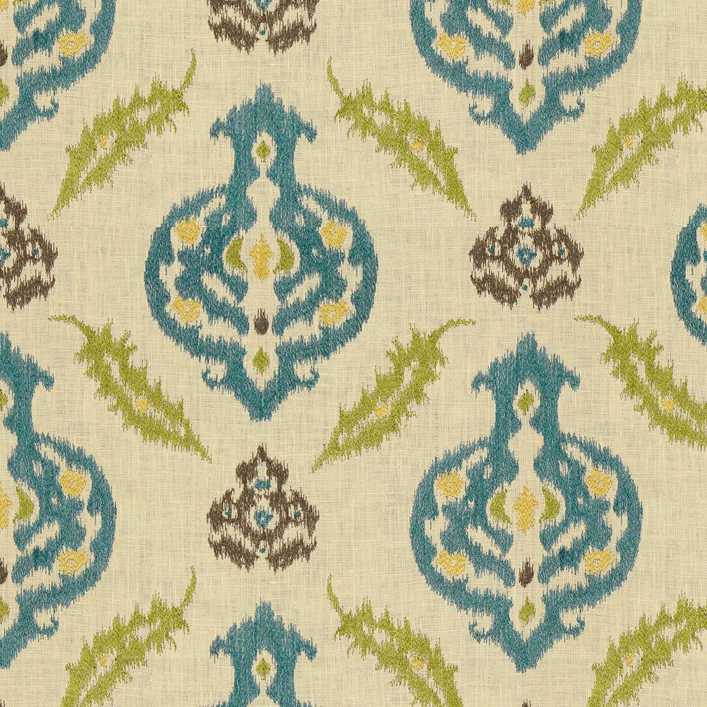 Lee Jofa Kailar Linen Peacock/Lime Upholstery Fabric - Image 2