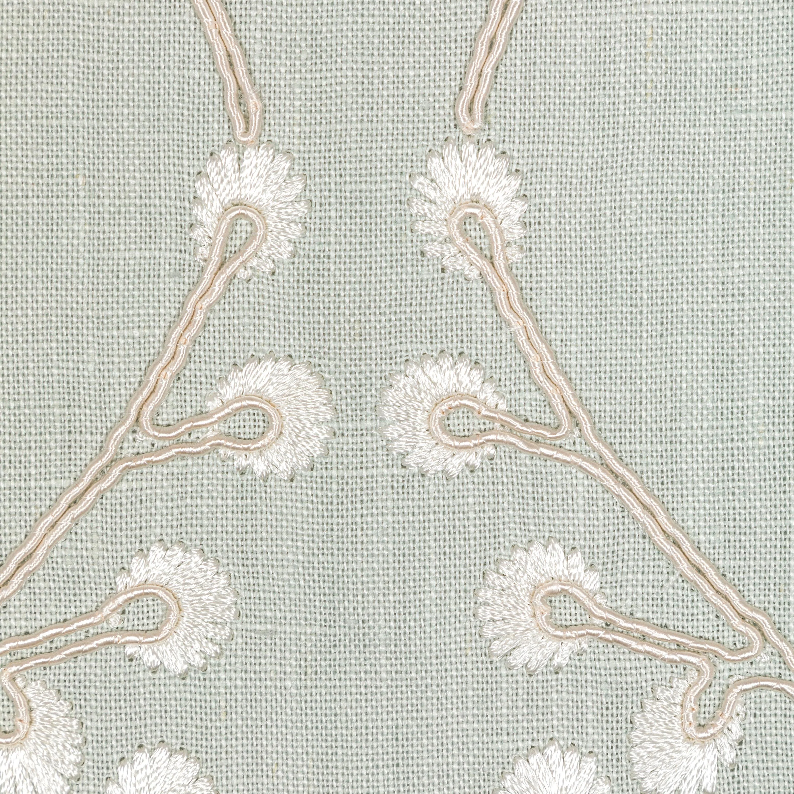 Lee Jofa Lillie Embroidery Aqua Drapery Fabric - Image 3