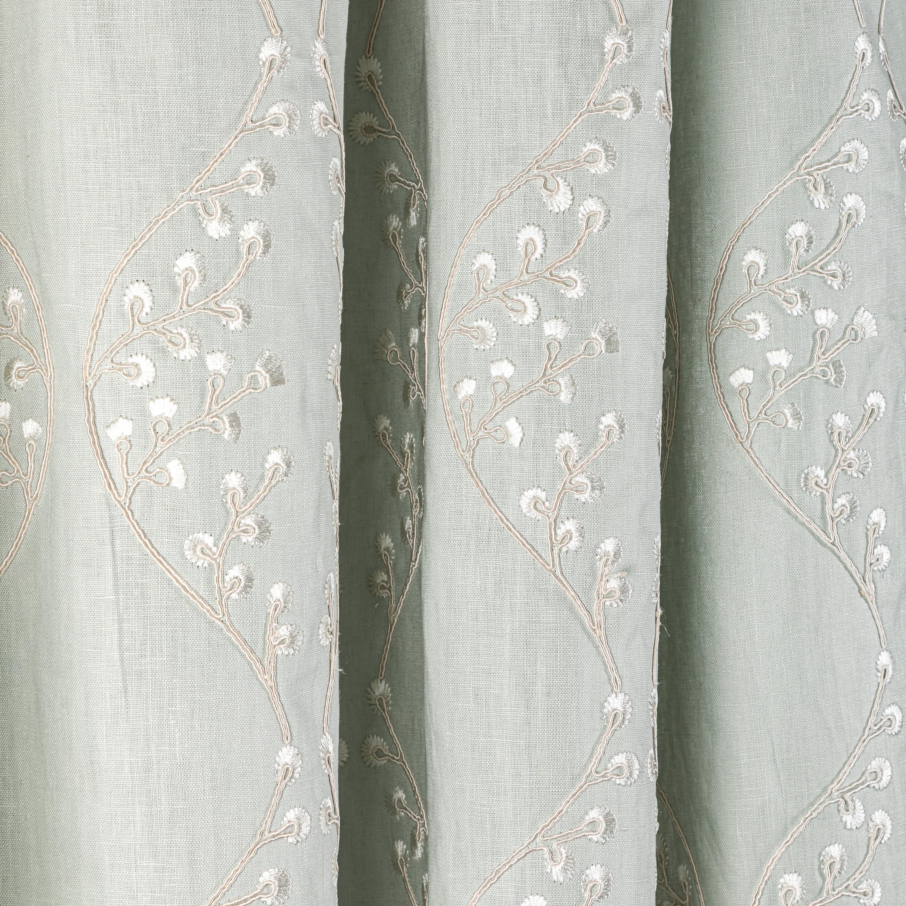 Lee Jofa Lillie Embroidery Aqua Drapery Fabric - Image 4