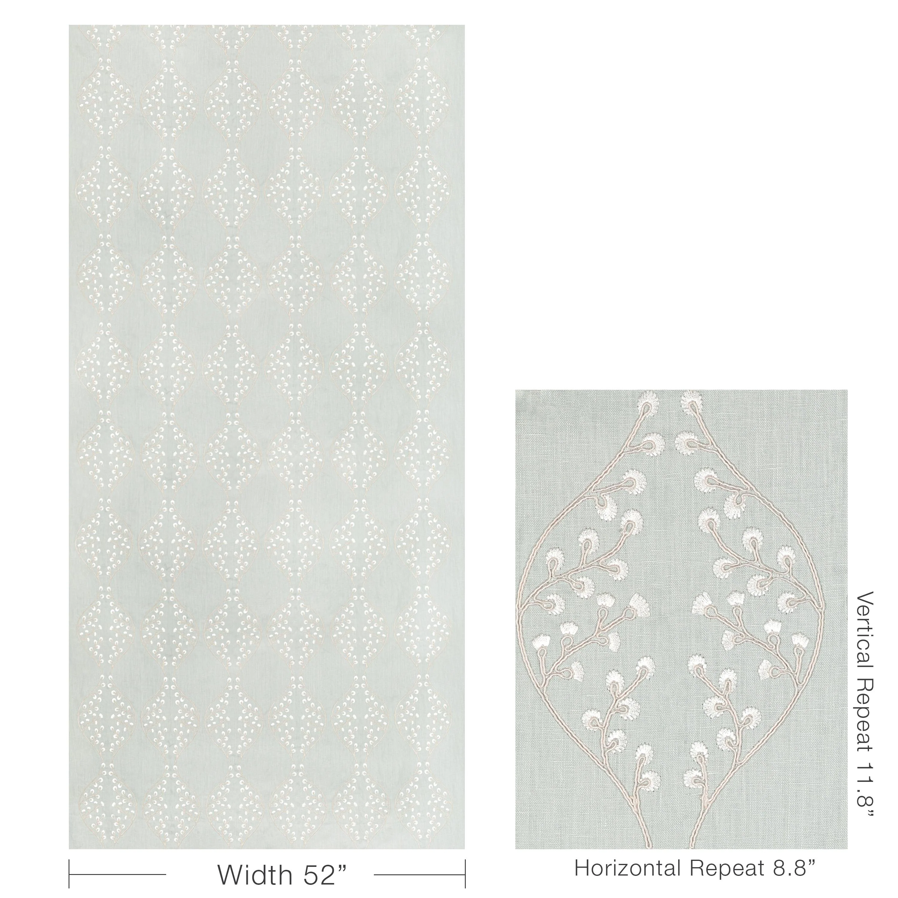 Lee Jofa Lillie Embroidery Aqua Drapery Fabric - Image 5