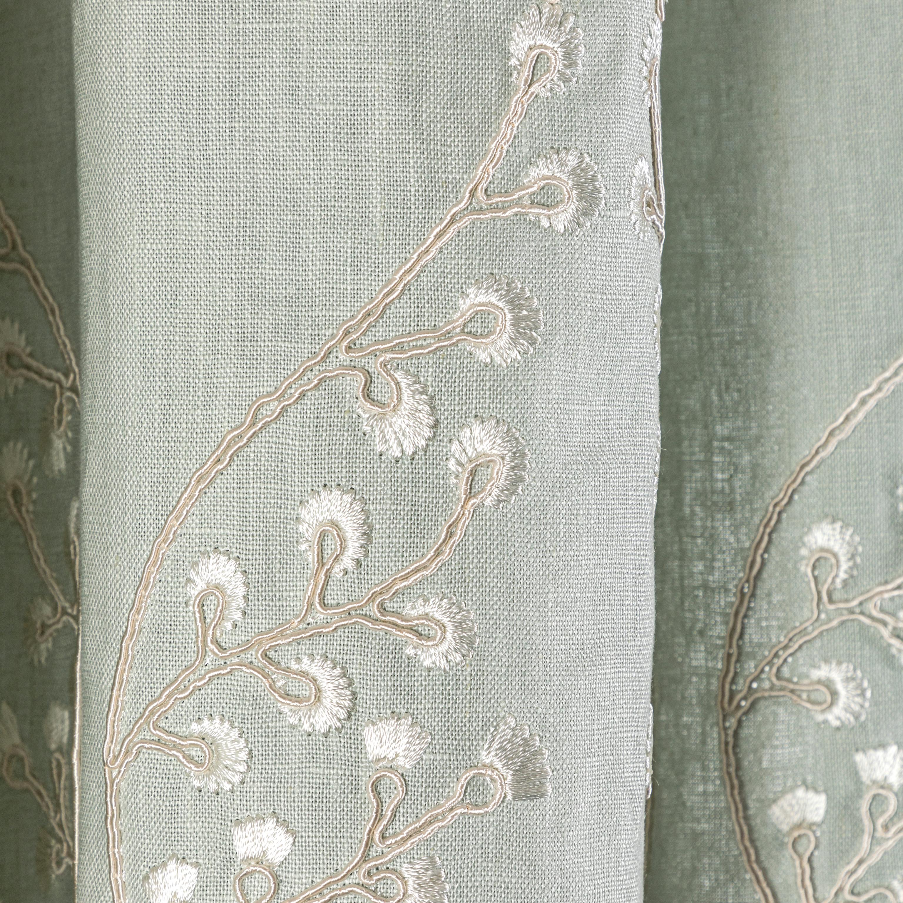 Lee Jofa Lillie Embroidery Aqua Drapery Fabric - Image 6