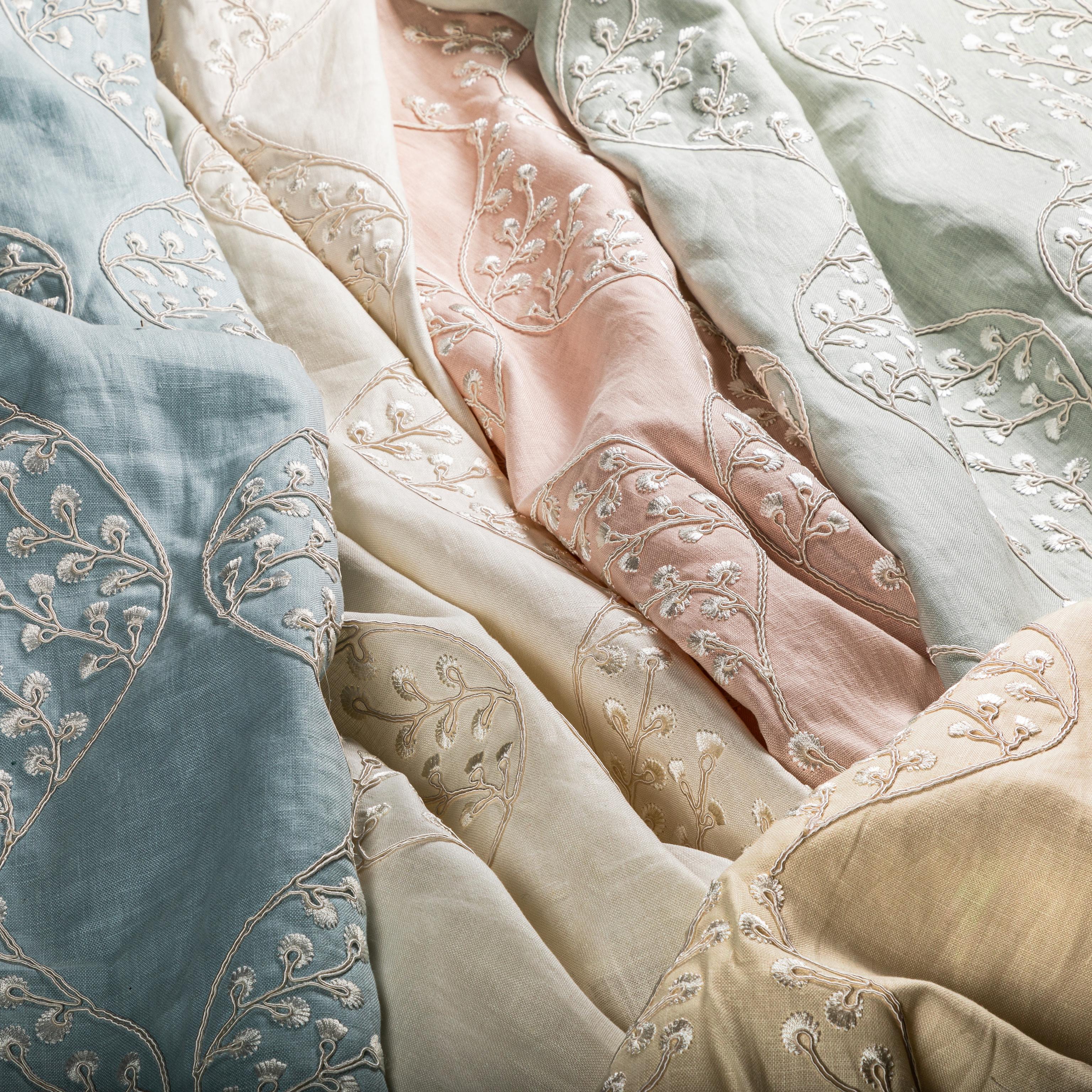 Lee Jofa Lillie Embroidery Aqua Drapery Fabric - Image 7