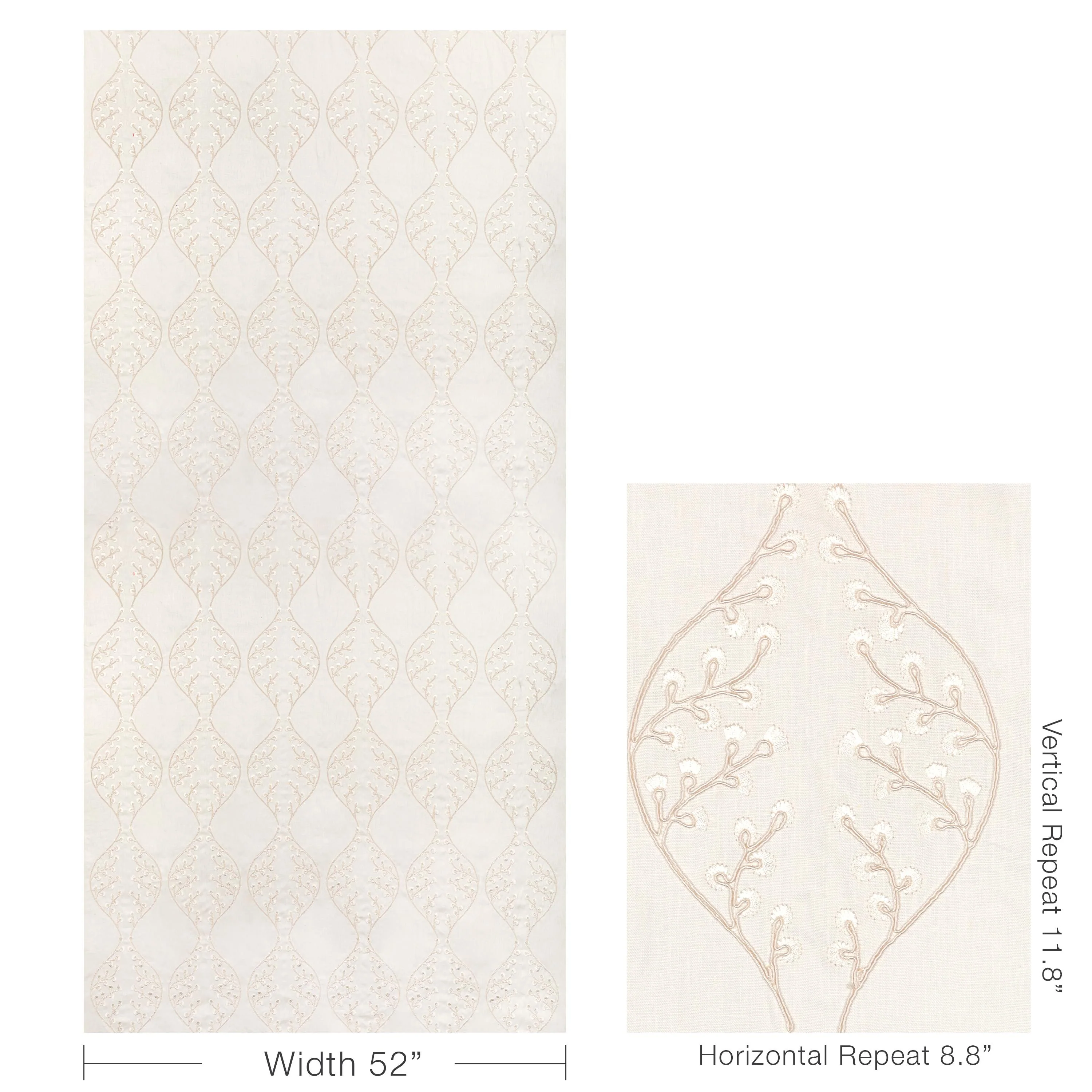 Lee Jofa Lillie Embroidery Ivory Drapery Fabric - Image 5