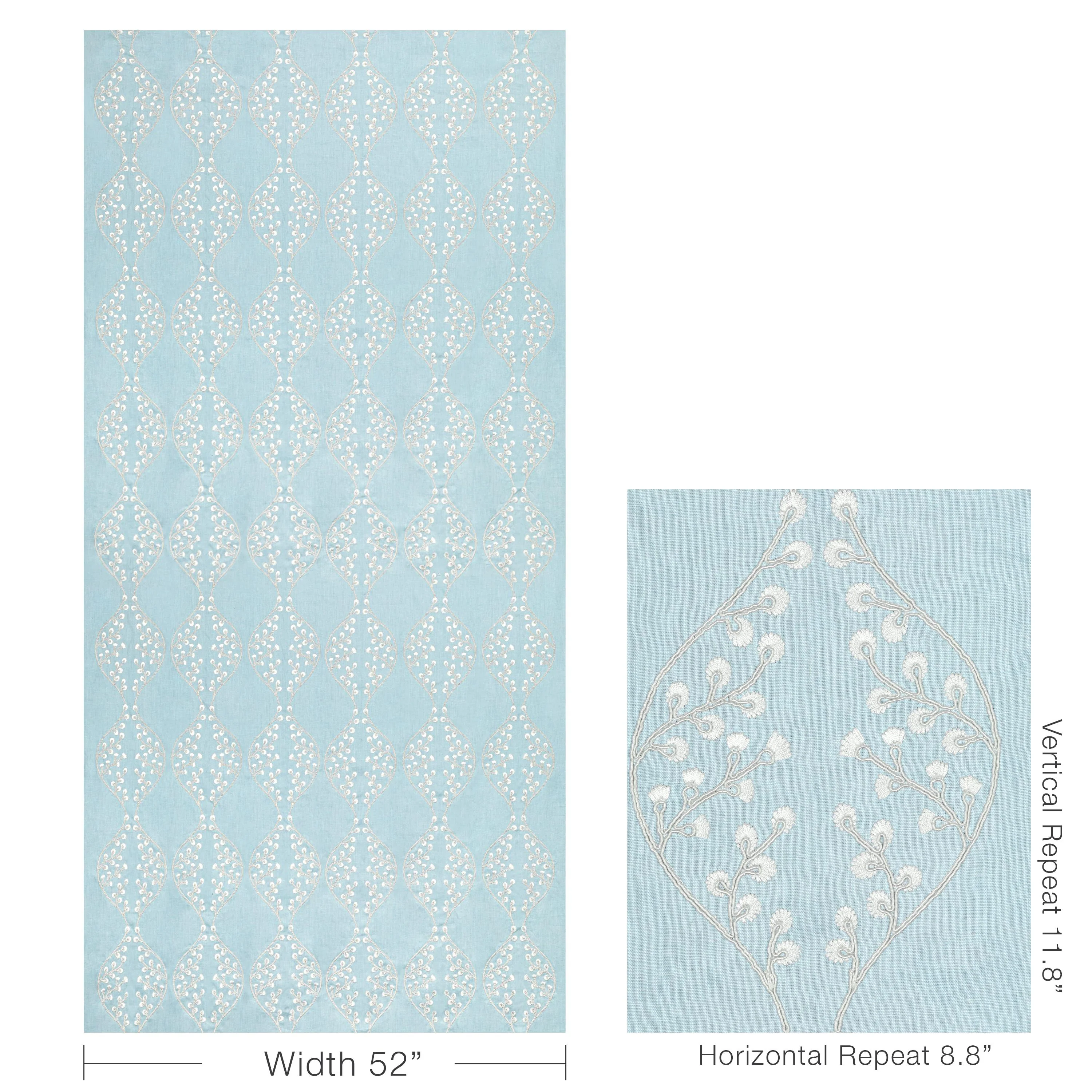 Lee Jofa Lillie Embroidery Sky Drapery Fabric - Image 5