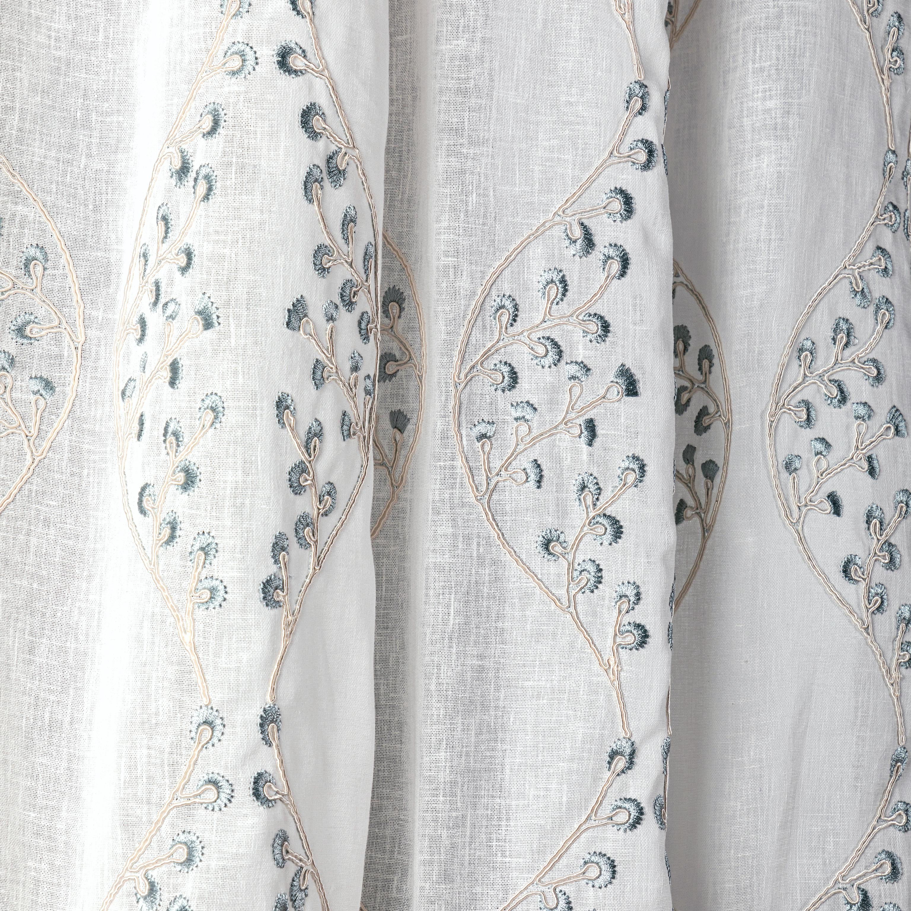 Lee Jofa Lillie Sheer Ivory/Blue Drapery Fabric - Image 4