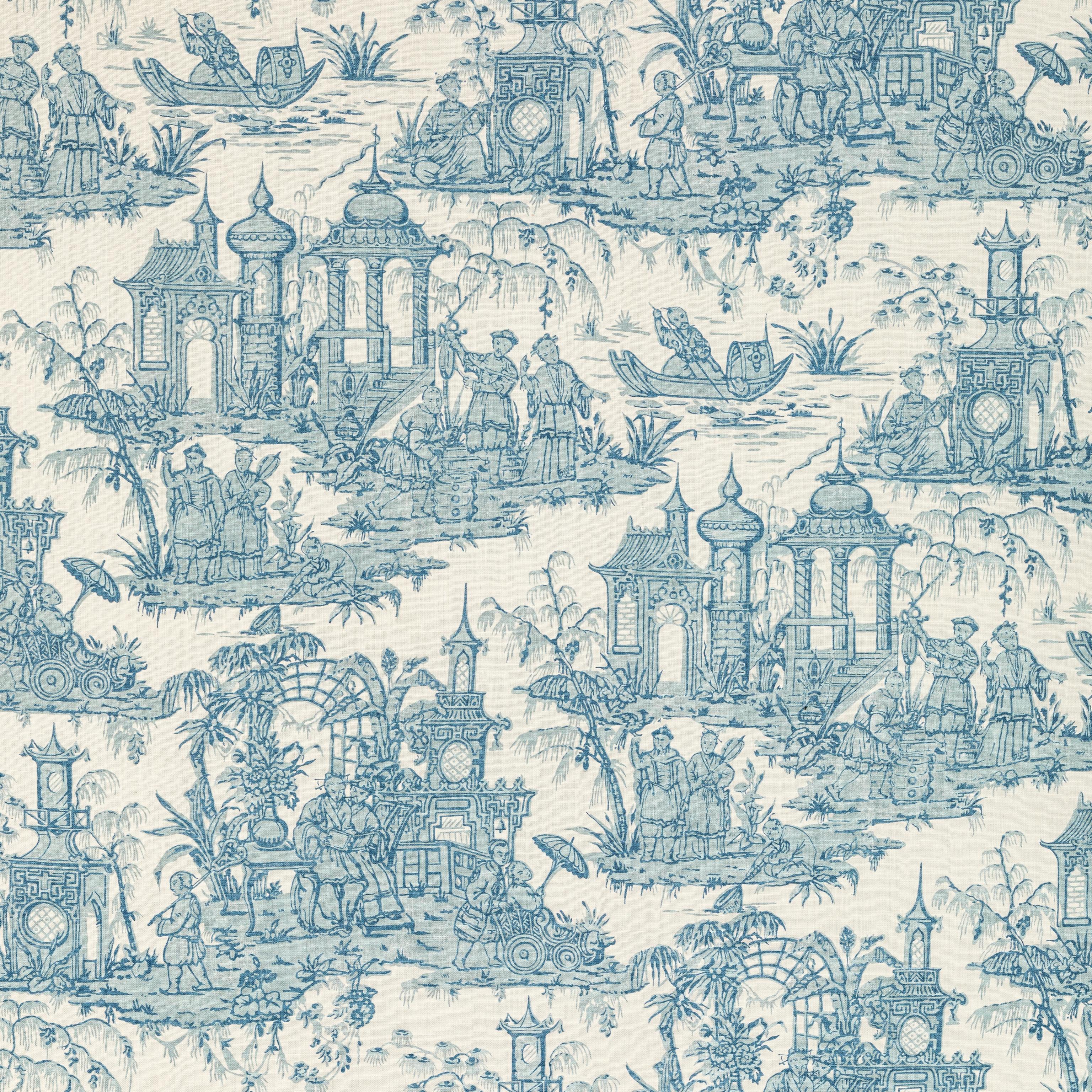Lee Jofa Pagoda Toile Blue Fabric - Image 2
