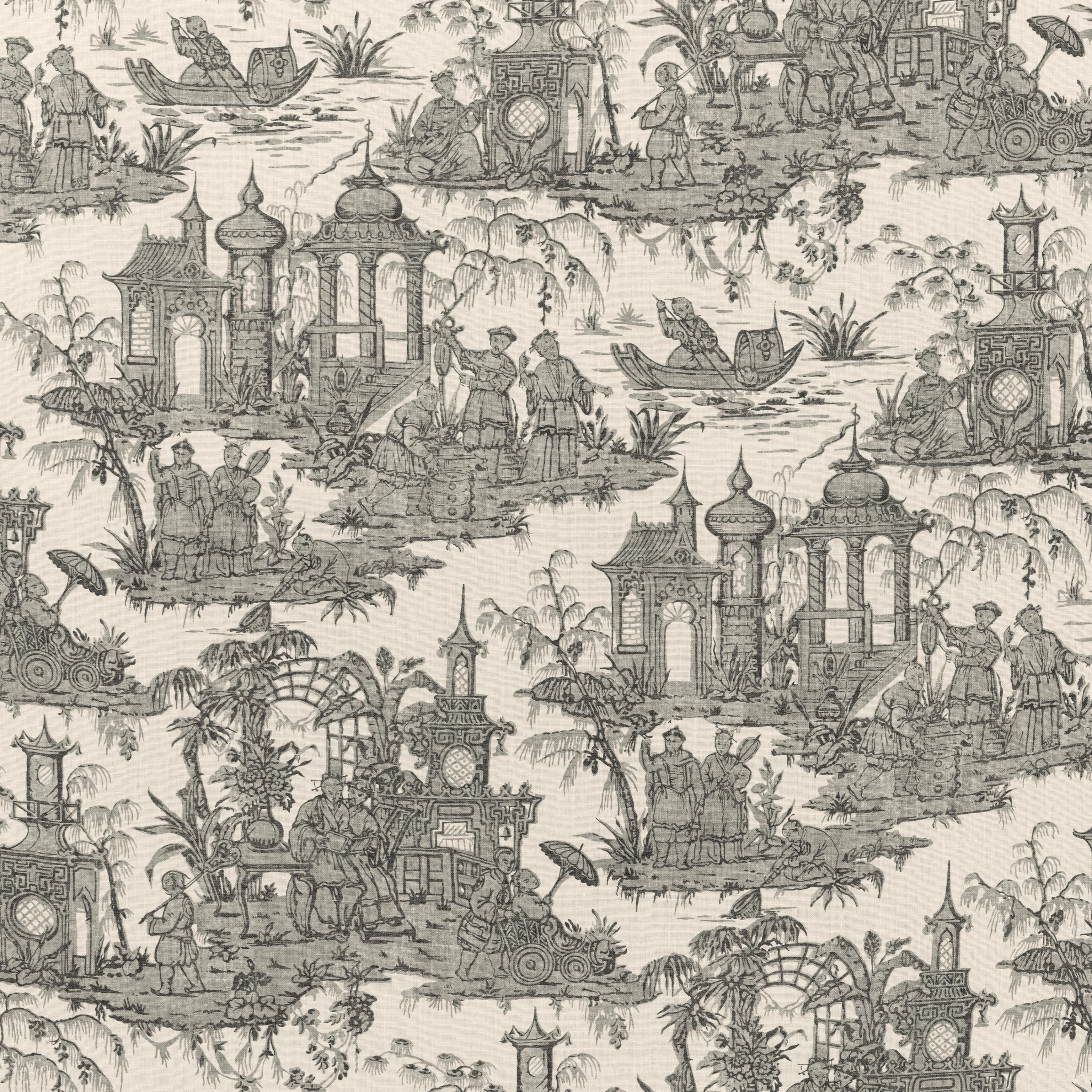 Lee Jofa Pagoda Toile Coal Fabric - Image 2