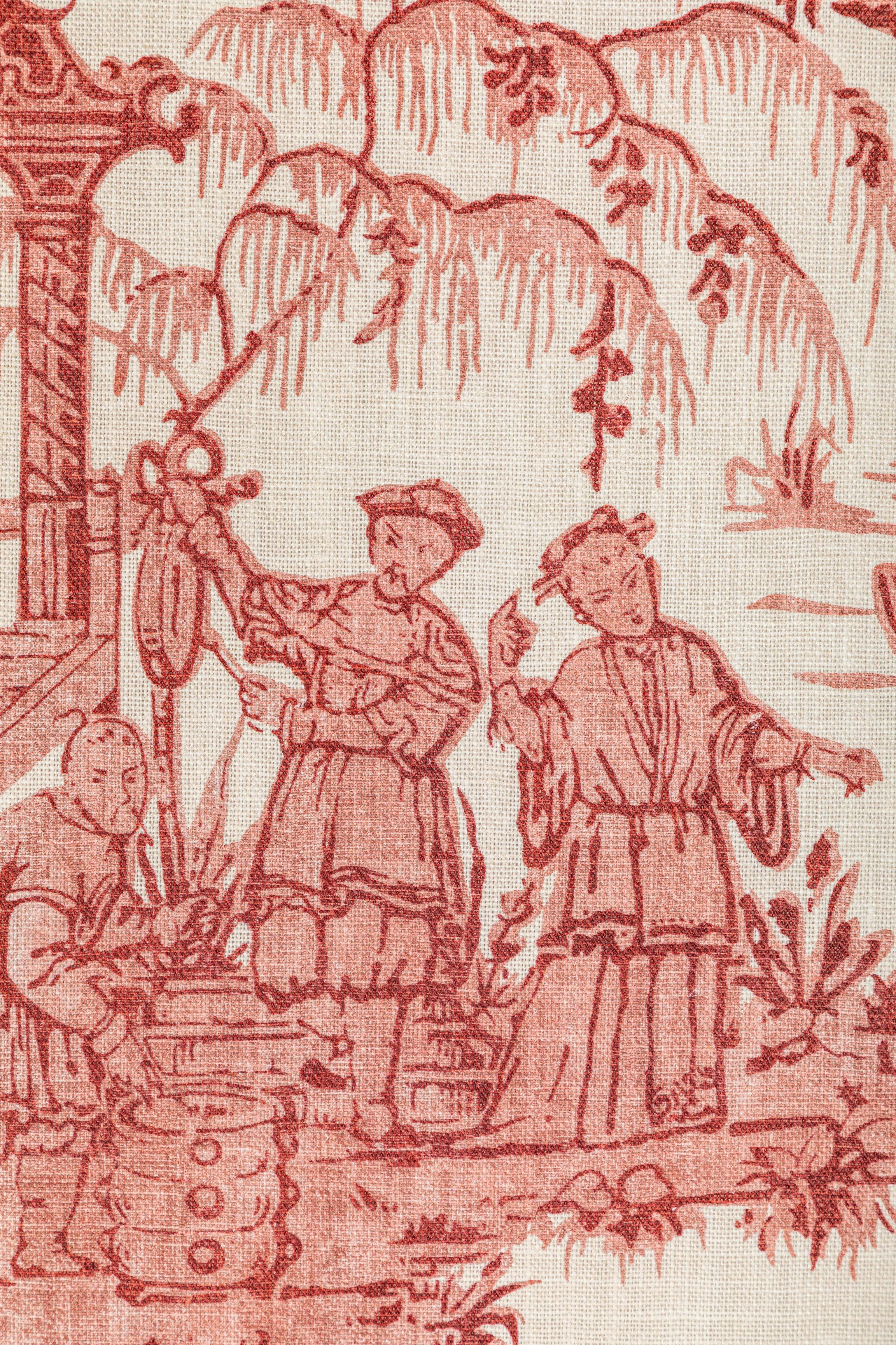 Lee Jofa Pagoda Toile Garnet Fabric - Image 3